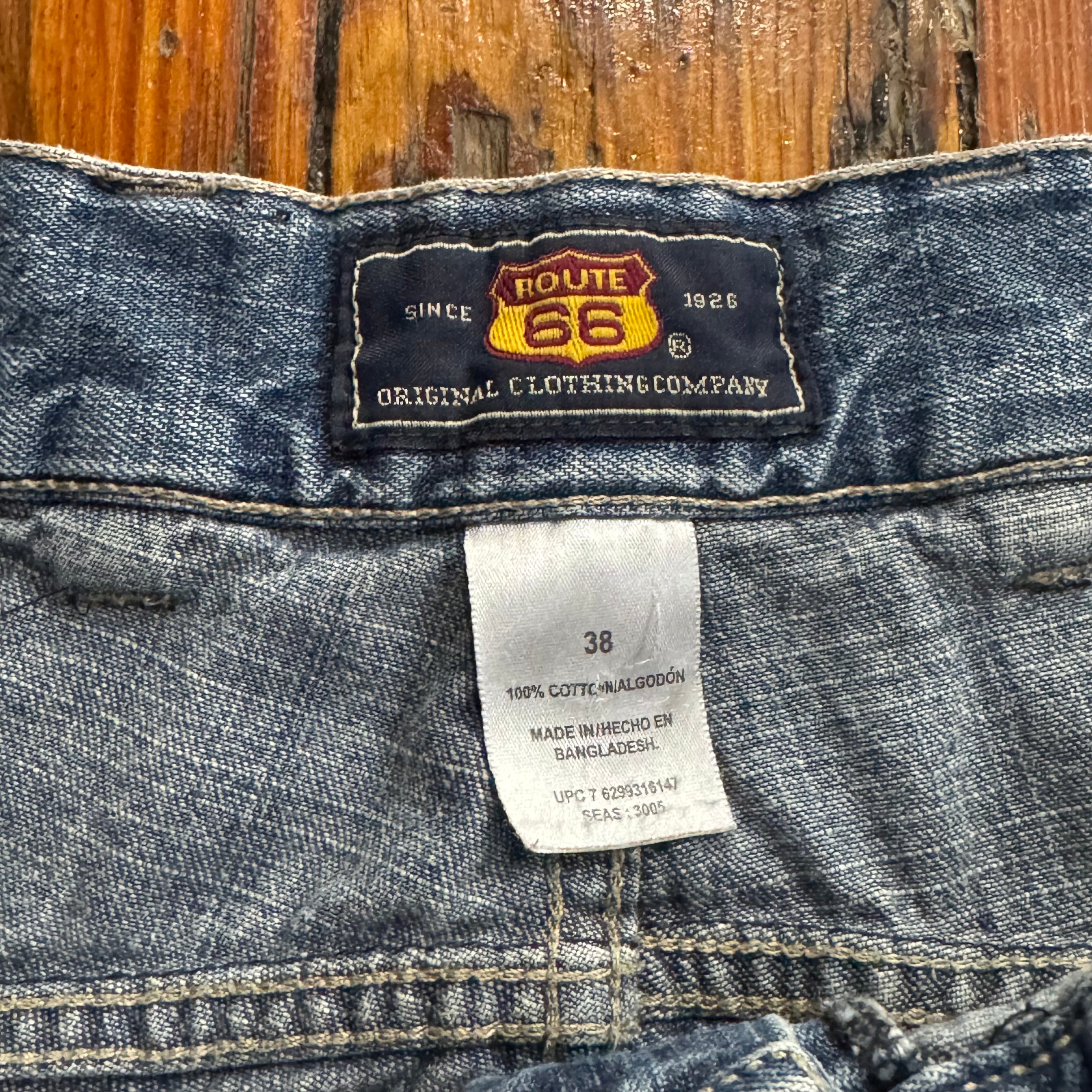 Y2K Route 66 Denim Jean Shorts Sz 38