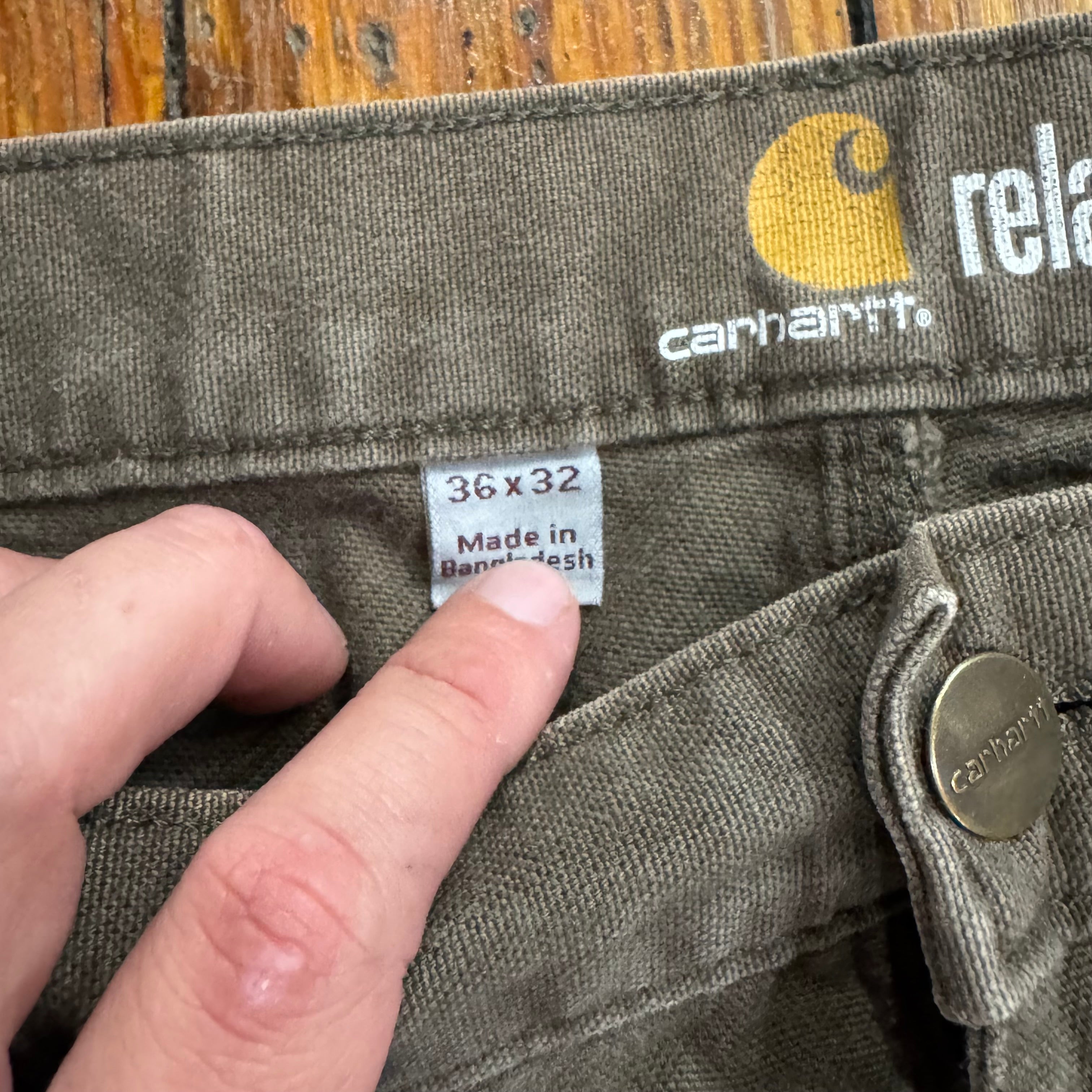 Olive Carhartt Carpenter Pants Sz 36x32
