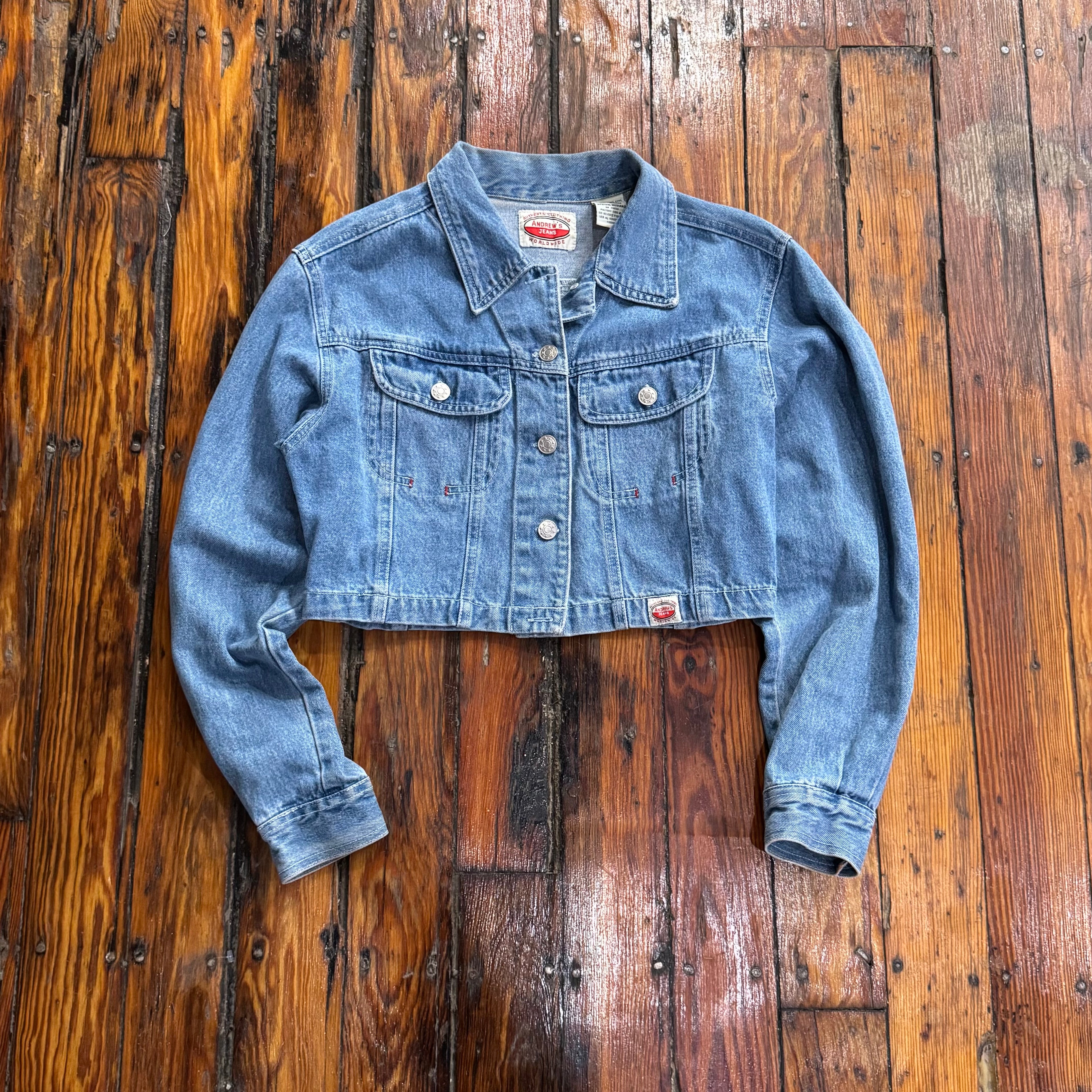 Vintage Andrew’s Jeans Cropped Denim Jacket Sz M