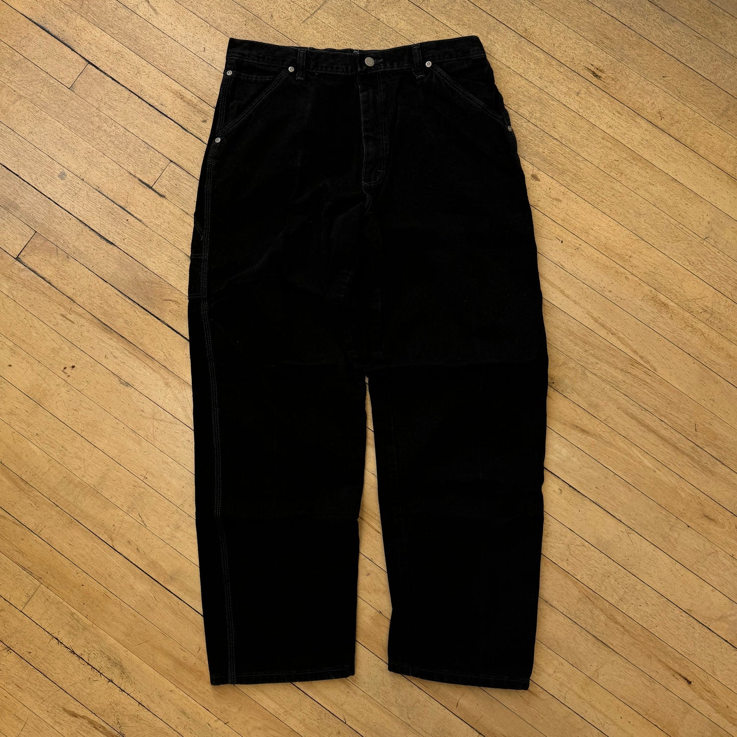 Vintage Black Wrangler Carpenter Denim Jeans Sz 34x32