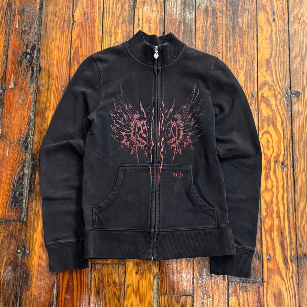 Y2K Harley Davidson Heart Zip-Up Jacket Sz S