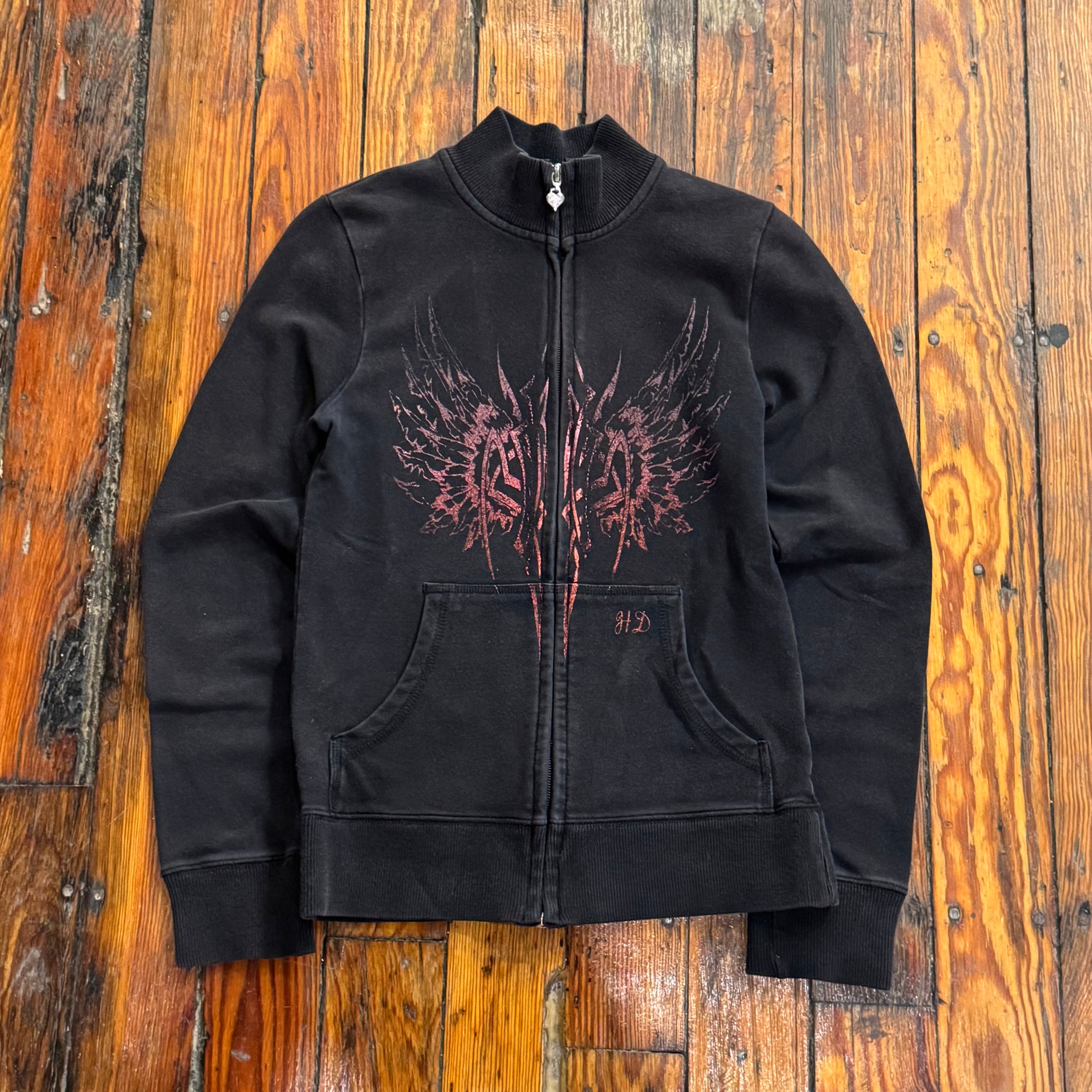Y2K Harley Davidson Heart Zip-Up Jacket Sz S