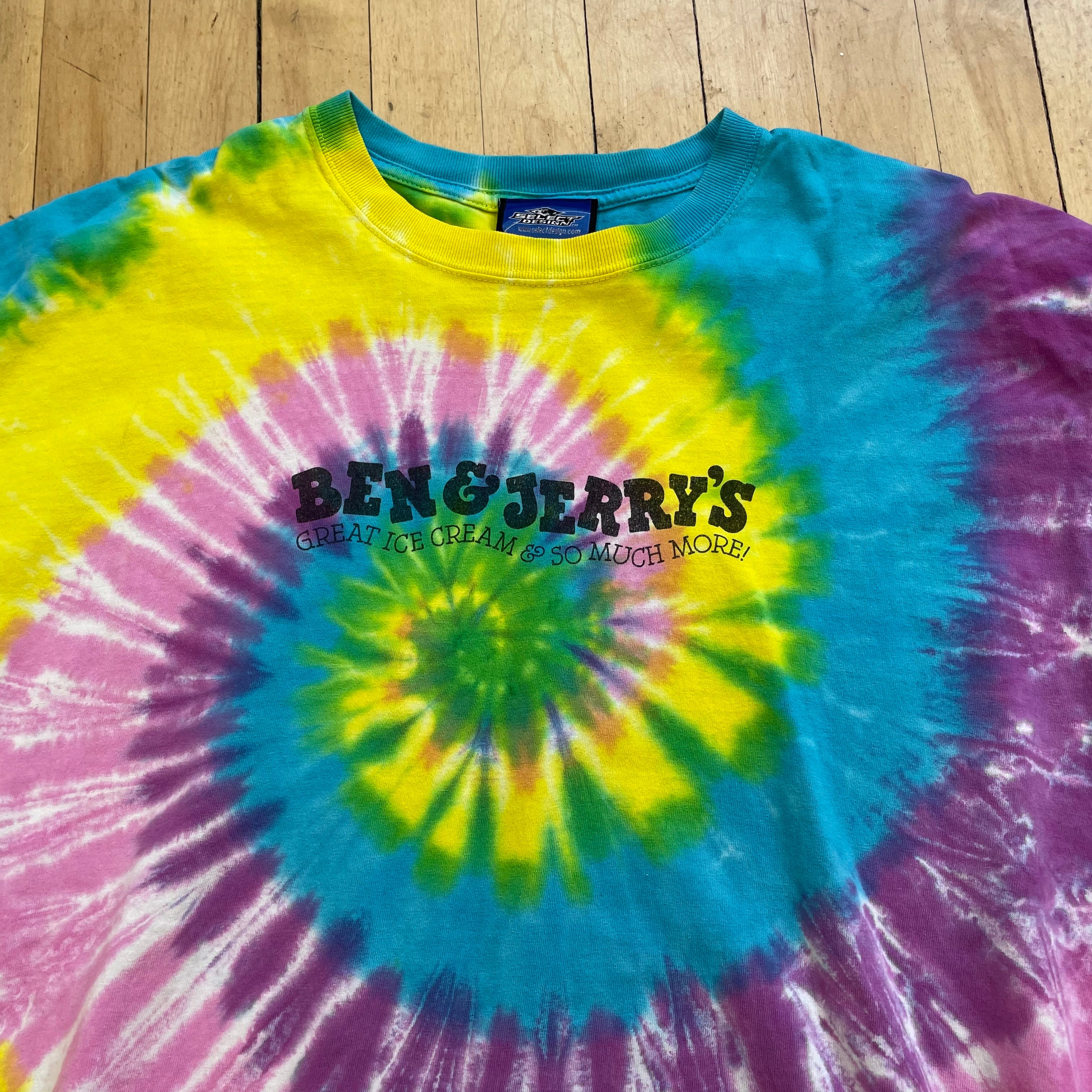 90s Tie-Dye Ben & Jerry’s SpellOut T-shirt Sz XL