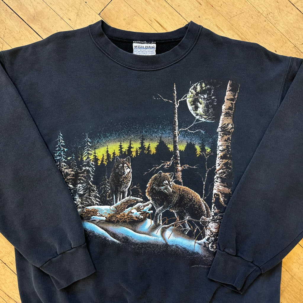 Vintage Nature Wolf Crewneck Sz L