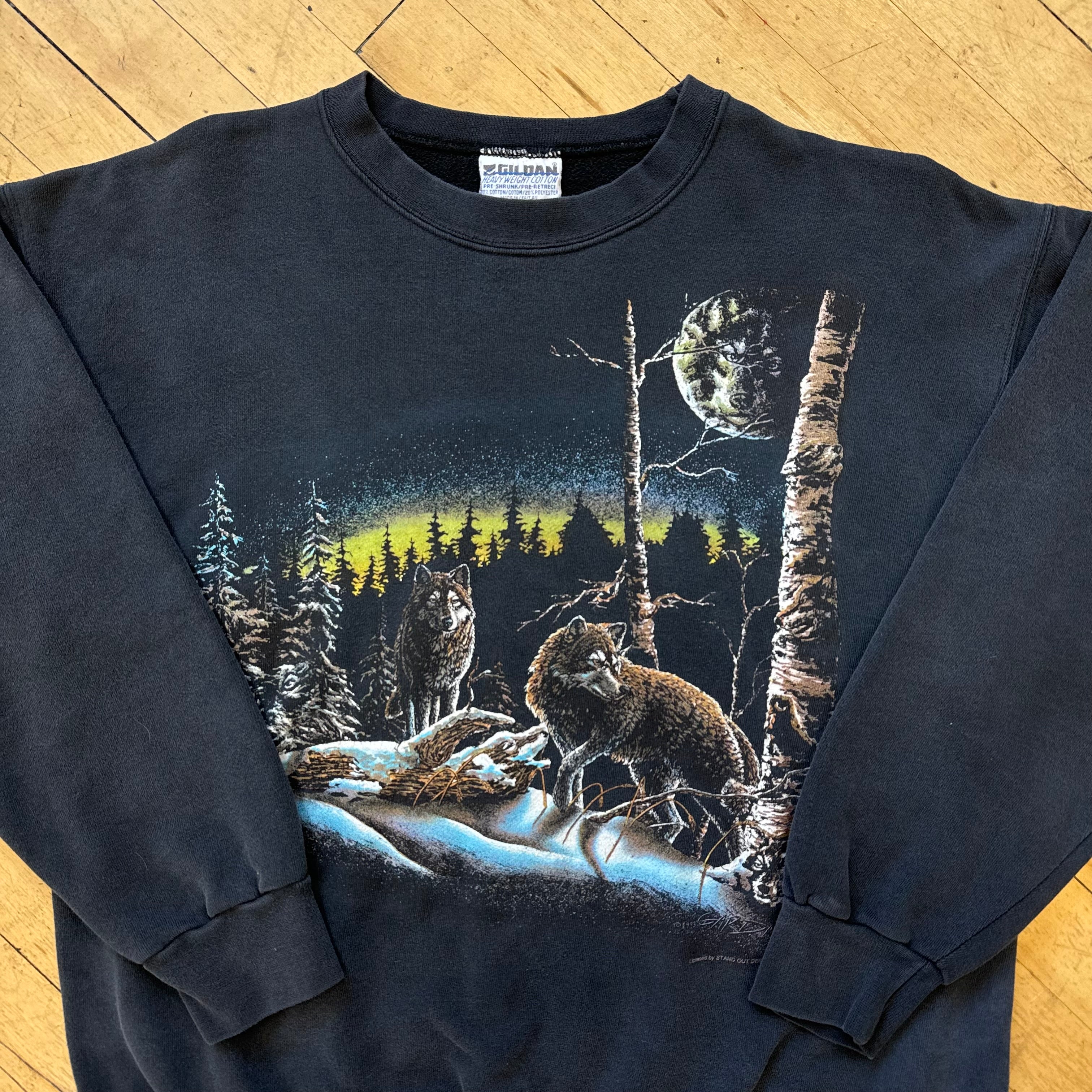 Vintage Nature Wolf Crewneck Sz L