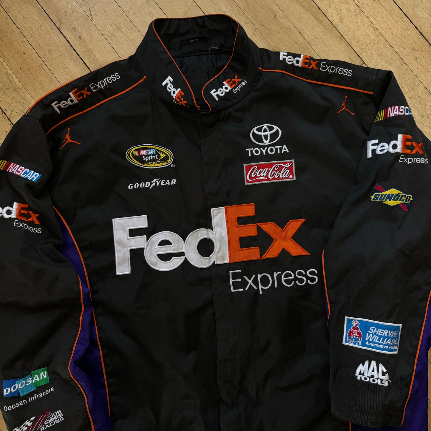 Y2K FedEx Express Nascar Patch Jacket Sz XXL