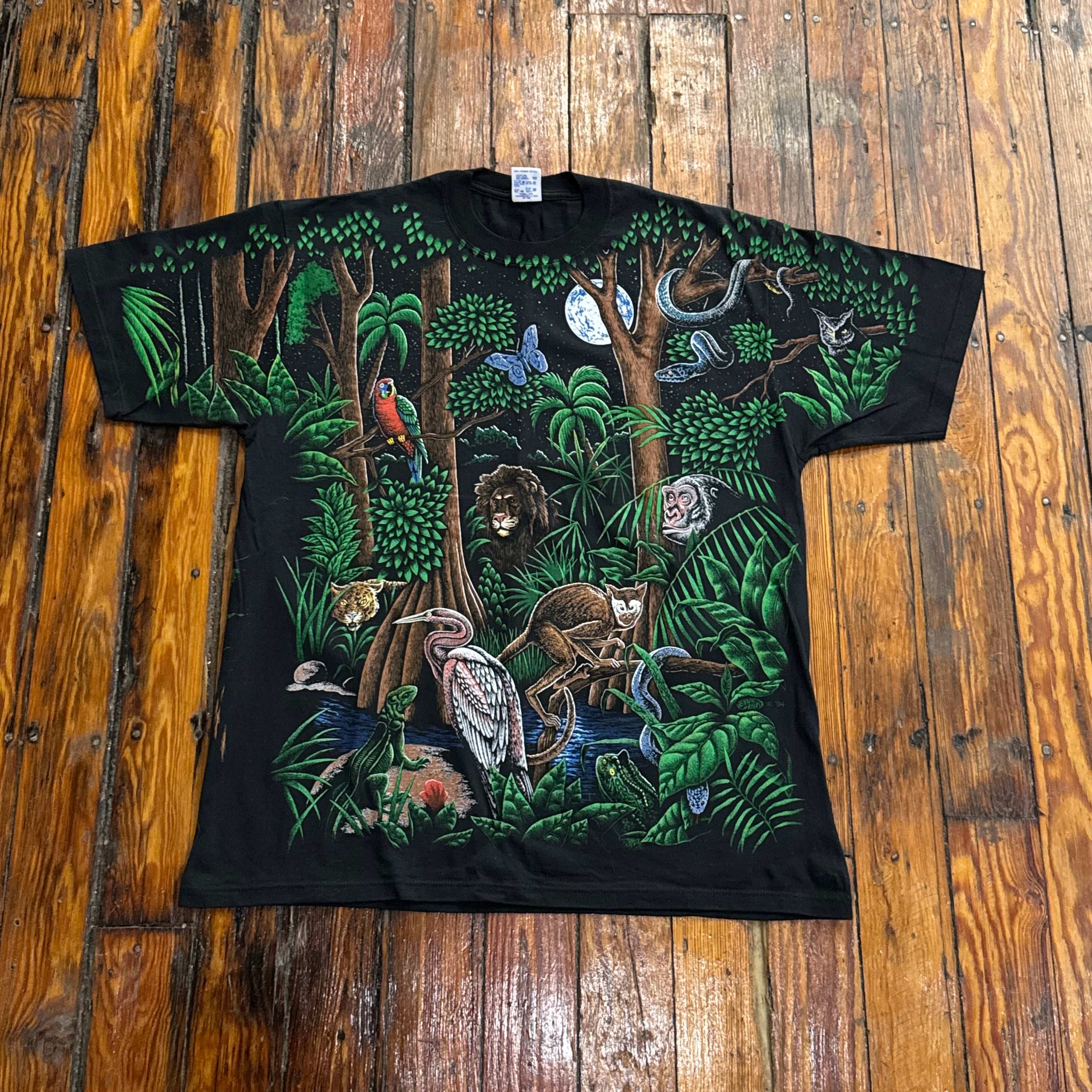 Vintage Blue Hair AOP Rain Forest T-shirt Sz L