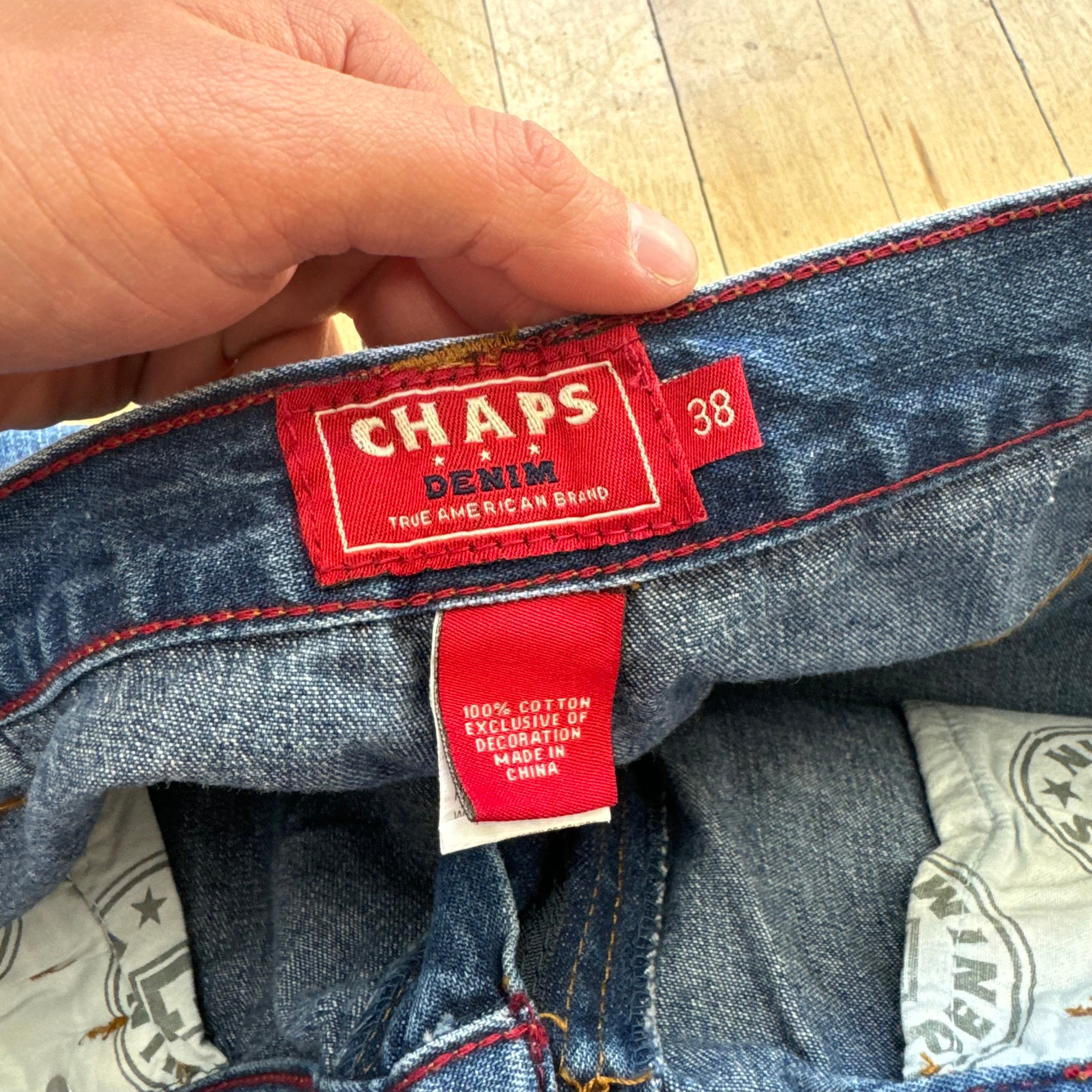 Y2K Chaps Carpenter Denim Jean Shorts Sz 38