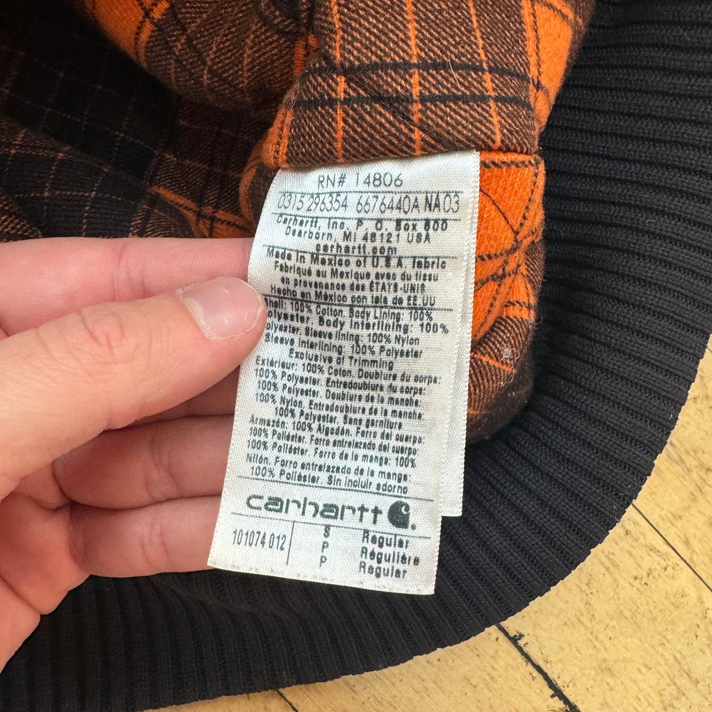 Vintage Quilt Lined Hooded Black Carhartt Jacket Sz S