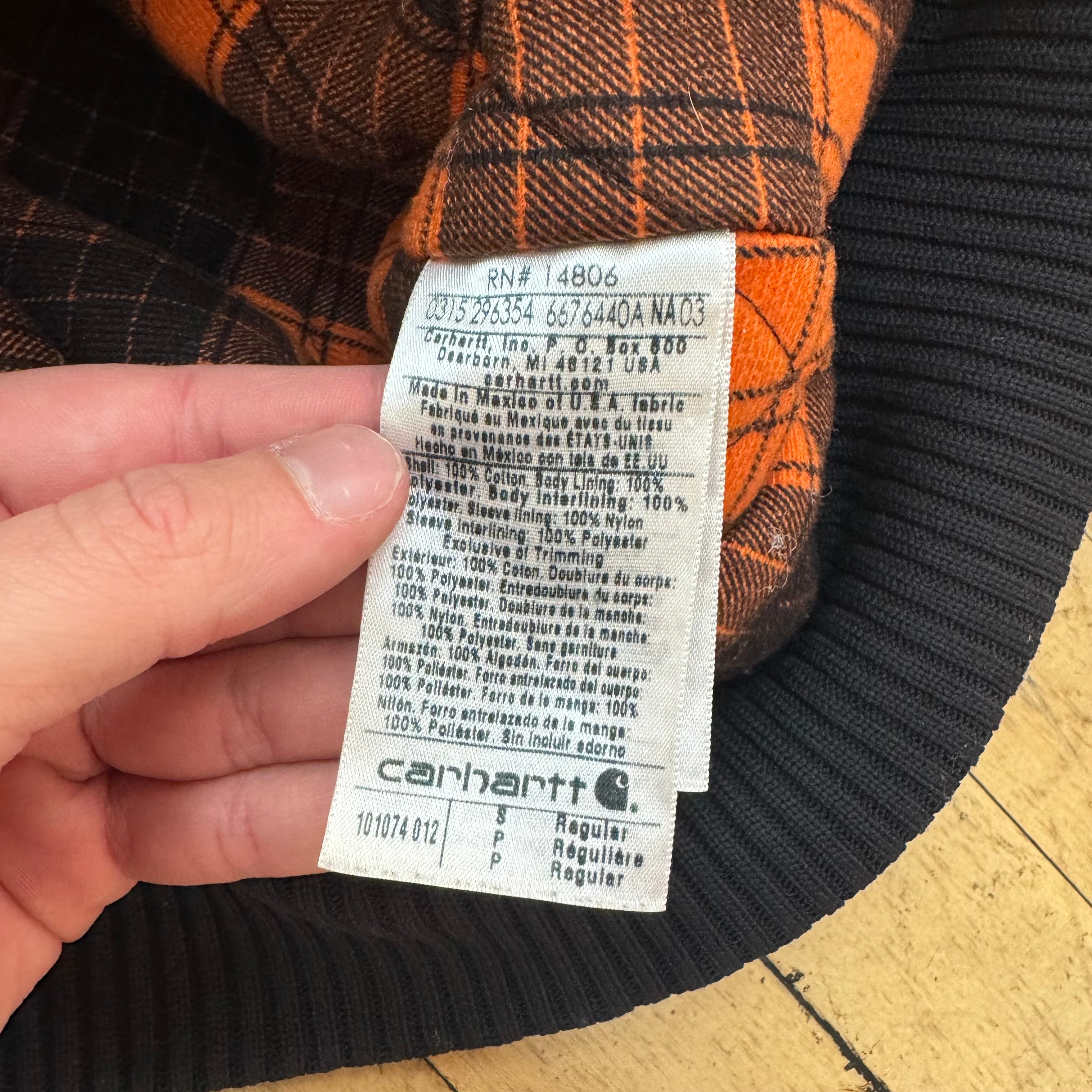 Vintage Quilt Lined Hooded Black Carhartt Jacket Sz S