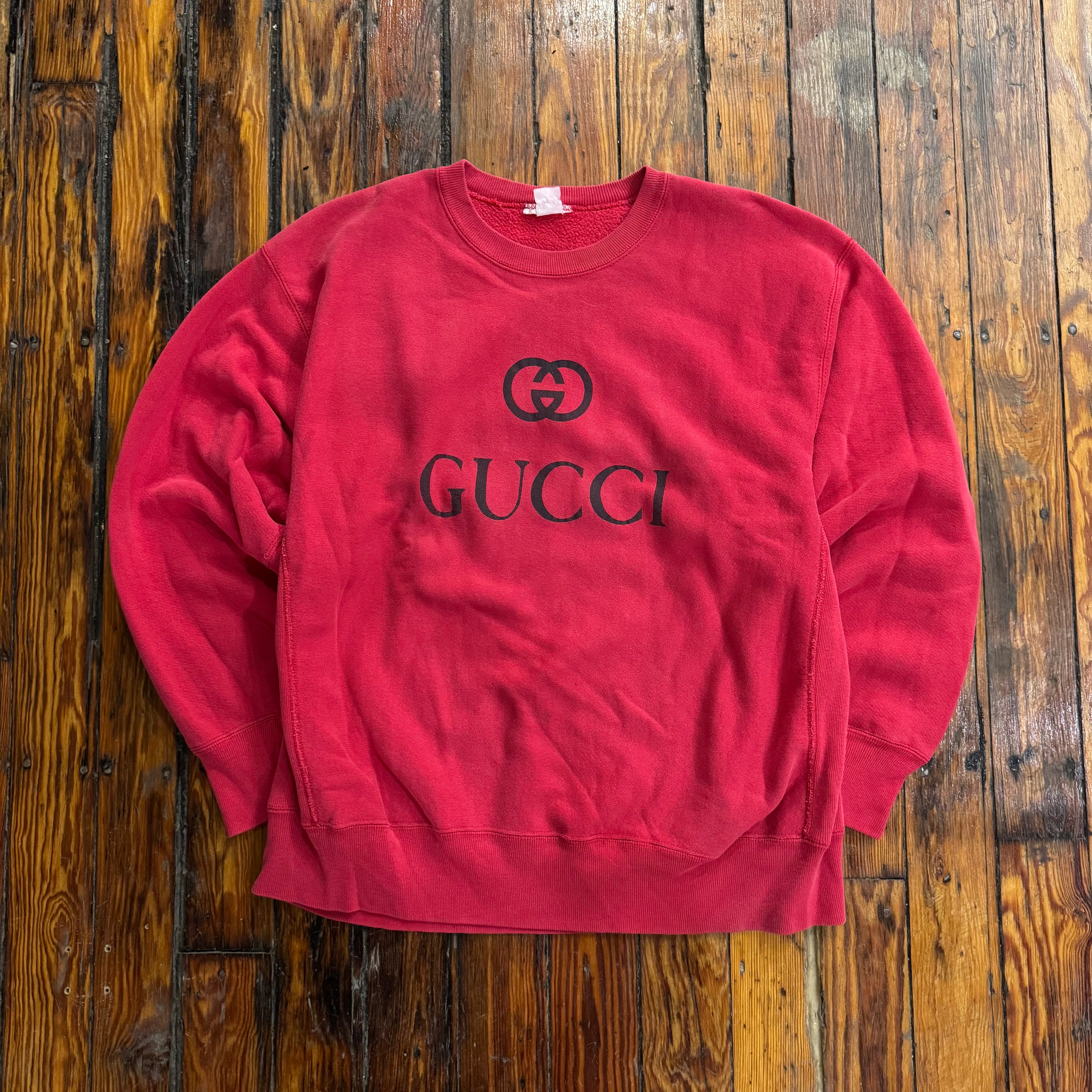 Vintage Gucci Boot SpellOut CrewNeck Sz XL