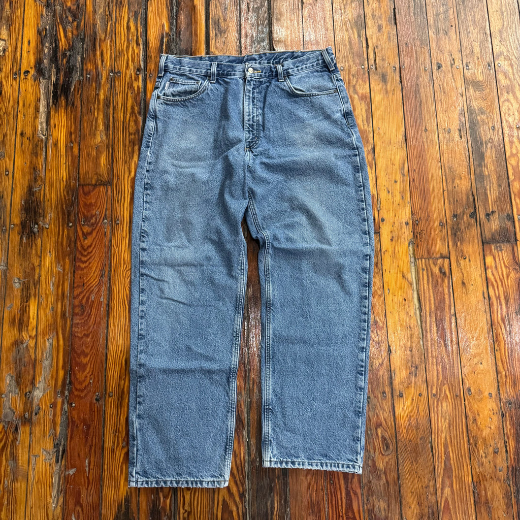 Vintage Plaid Lined Carhartt Denim Jeans Sz 38x32