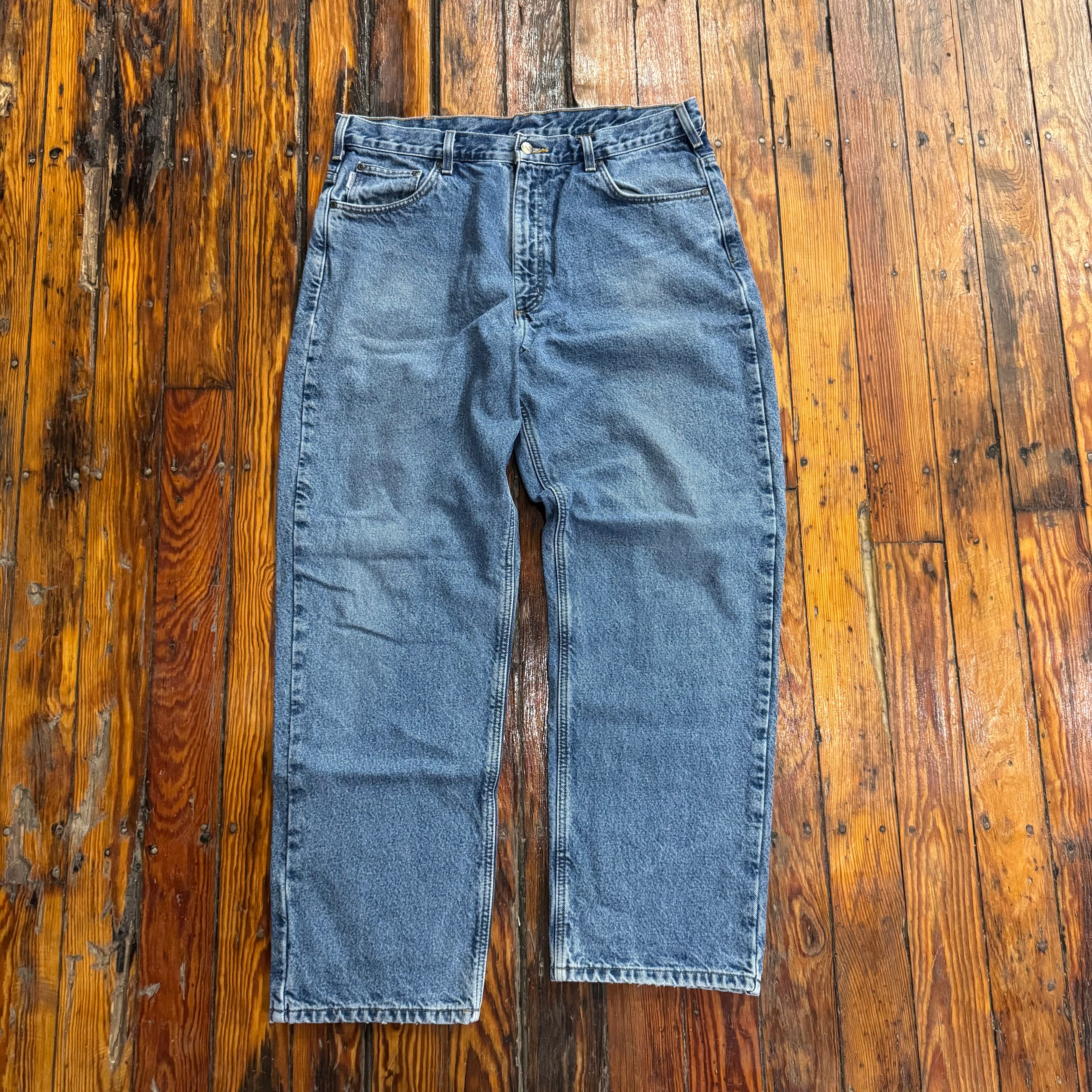 Vintage Plaid Lined Carhartt Denim Jeans Sz 38x32