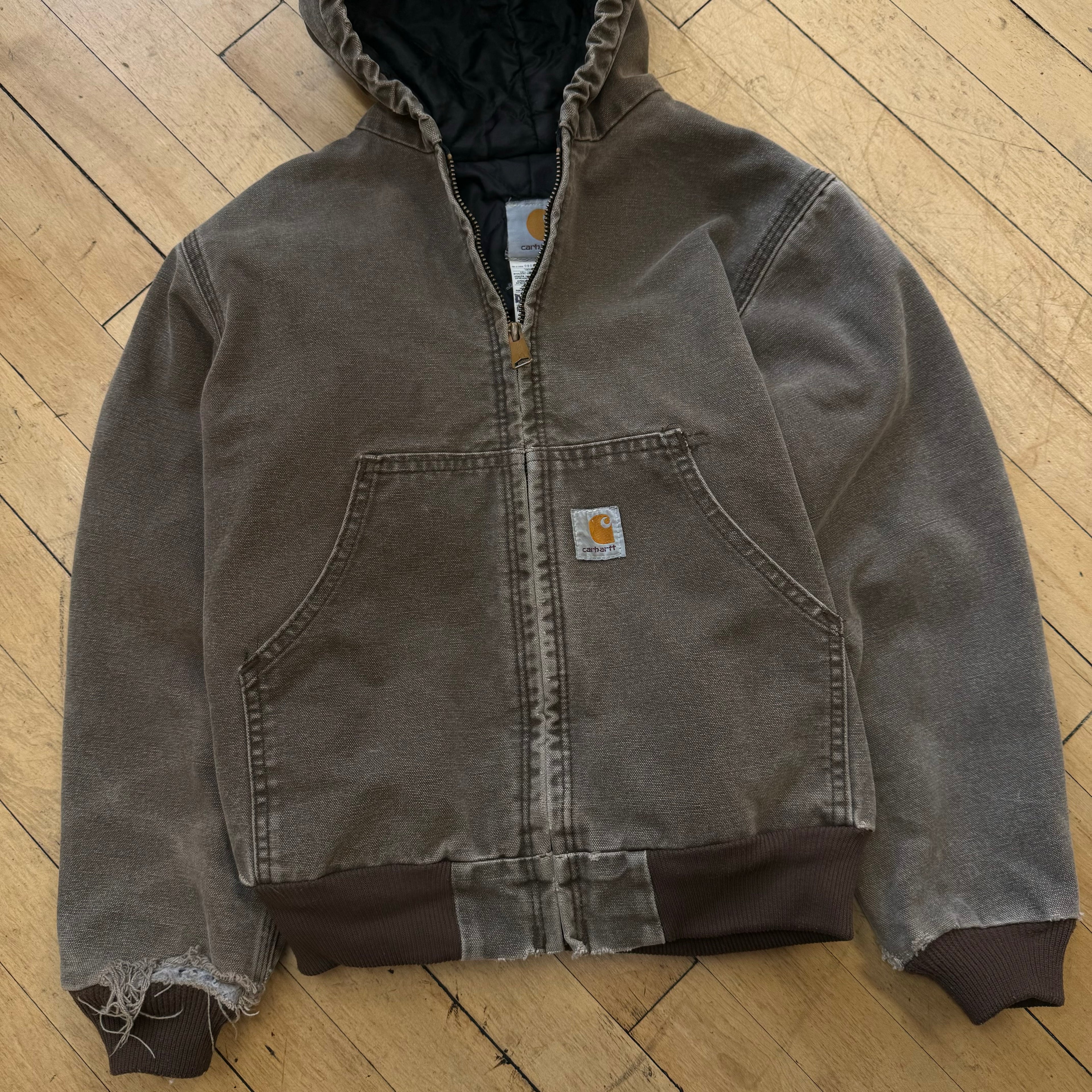 Vintage Faded Carhartt Hooded Jacket Sz YTH M