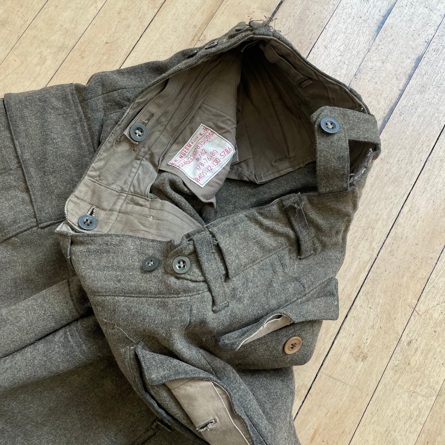 1960s Wool Military Olive Cargo Pants Sz 32x32