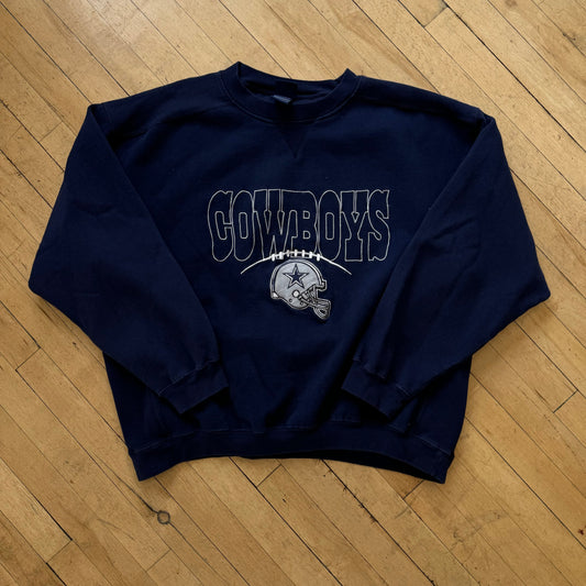 Vintage Cowboys SpellOut Embroidered Crewneck Sz L