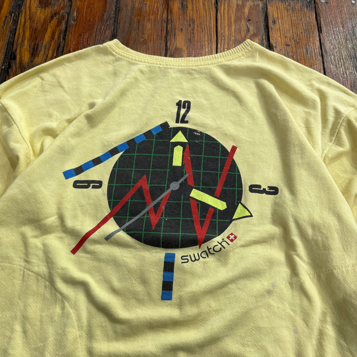Vintage Swatch Watch Clock Grid Art Print Crewneck Sz M