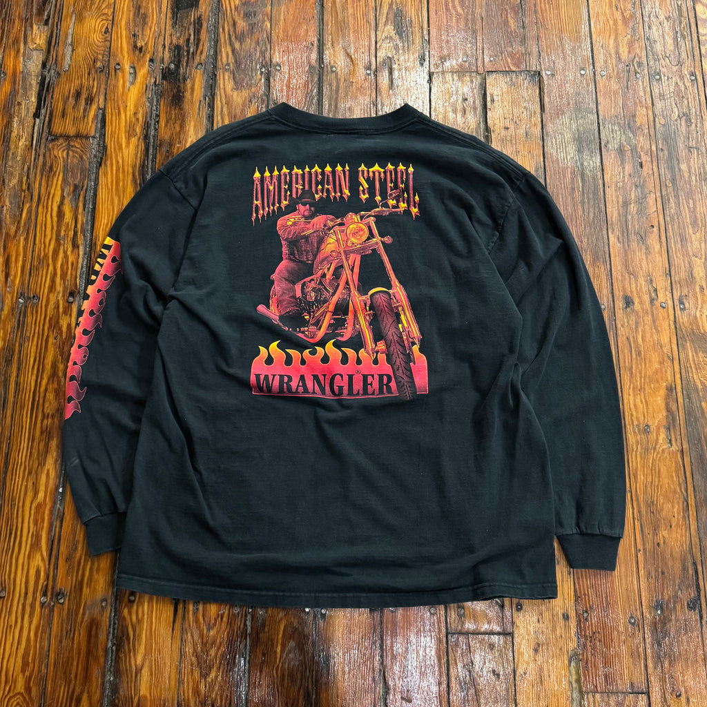 Vintage Wrangler American Steel Long Sleeve T-shirt Sz XL