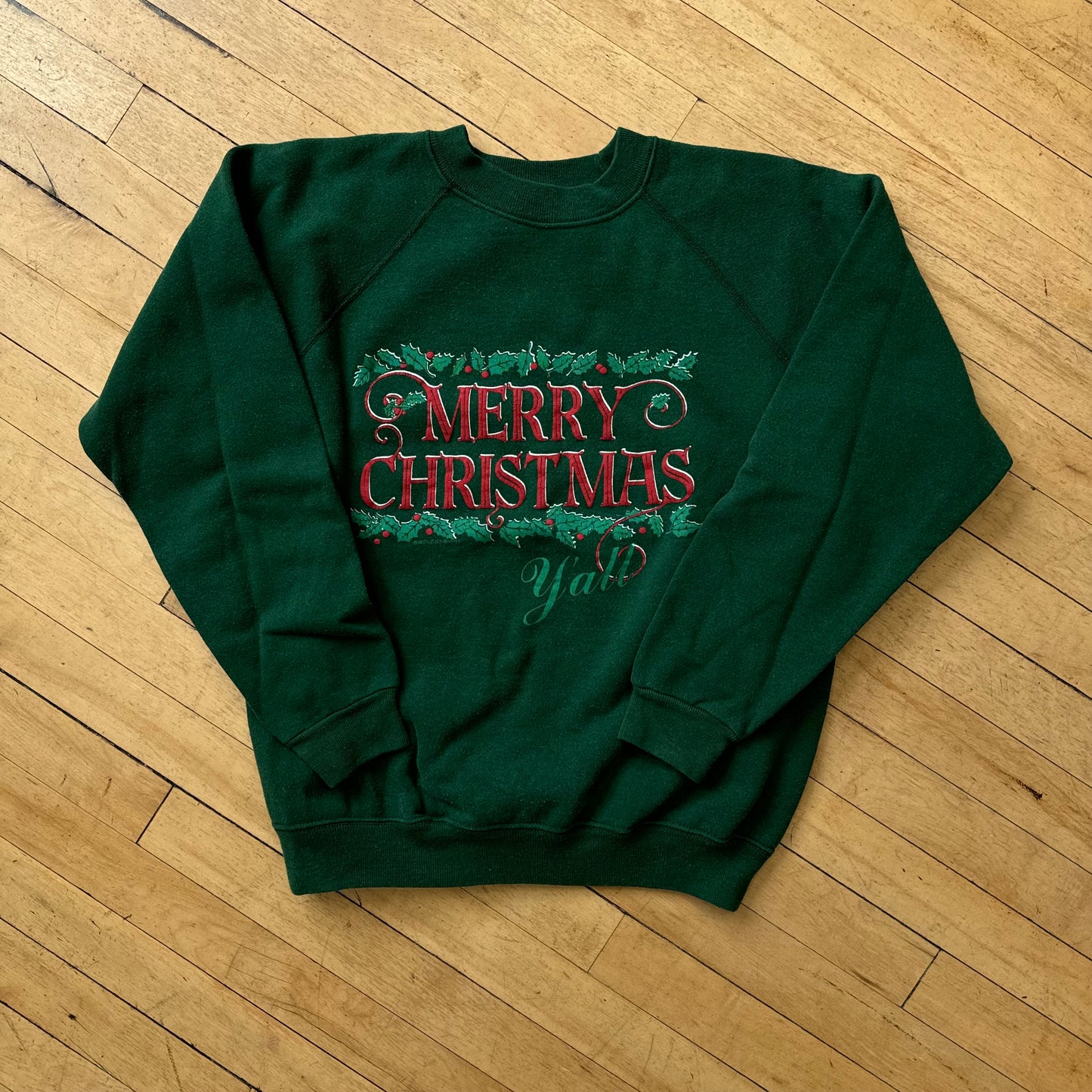 Vintage Merry Christmas SpellOut CrewNeck Sz S