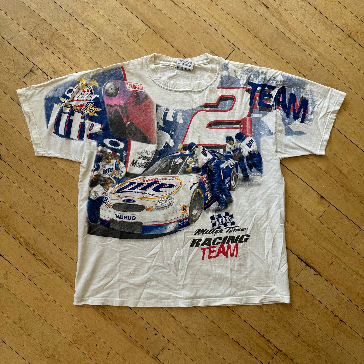 Vintage Nascar Miller Lite AOP T-shirt Sz L