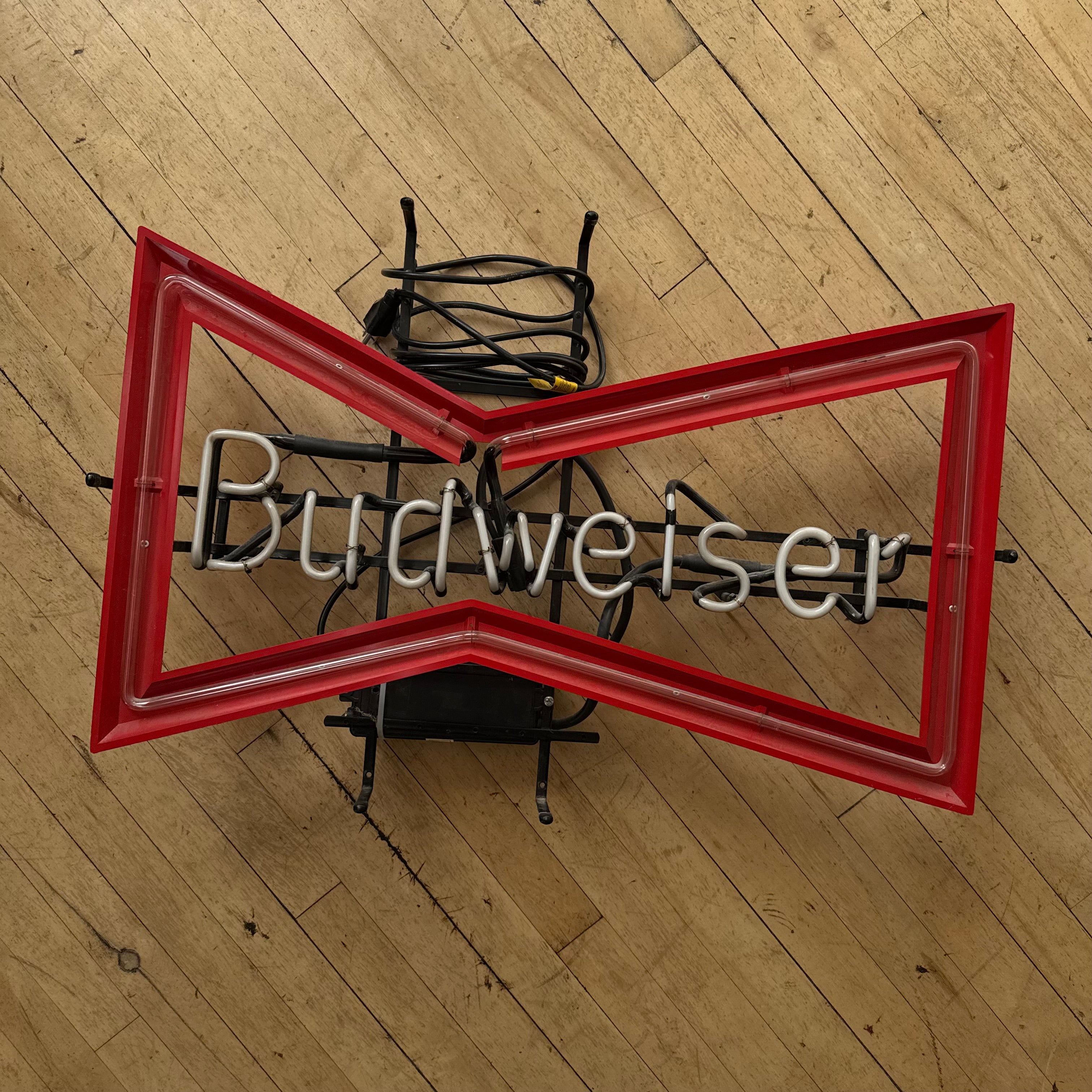 Vintage 90s BowTie Budweiser Beer Neon Sign (Not working)