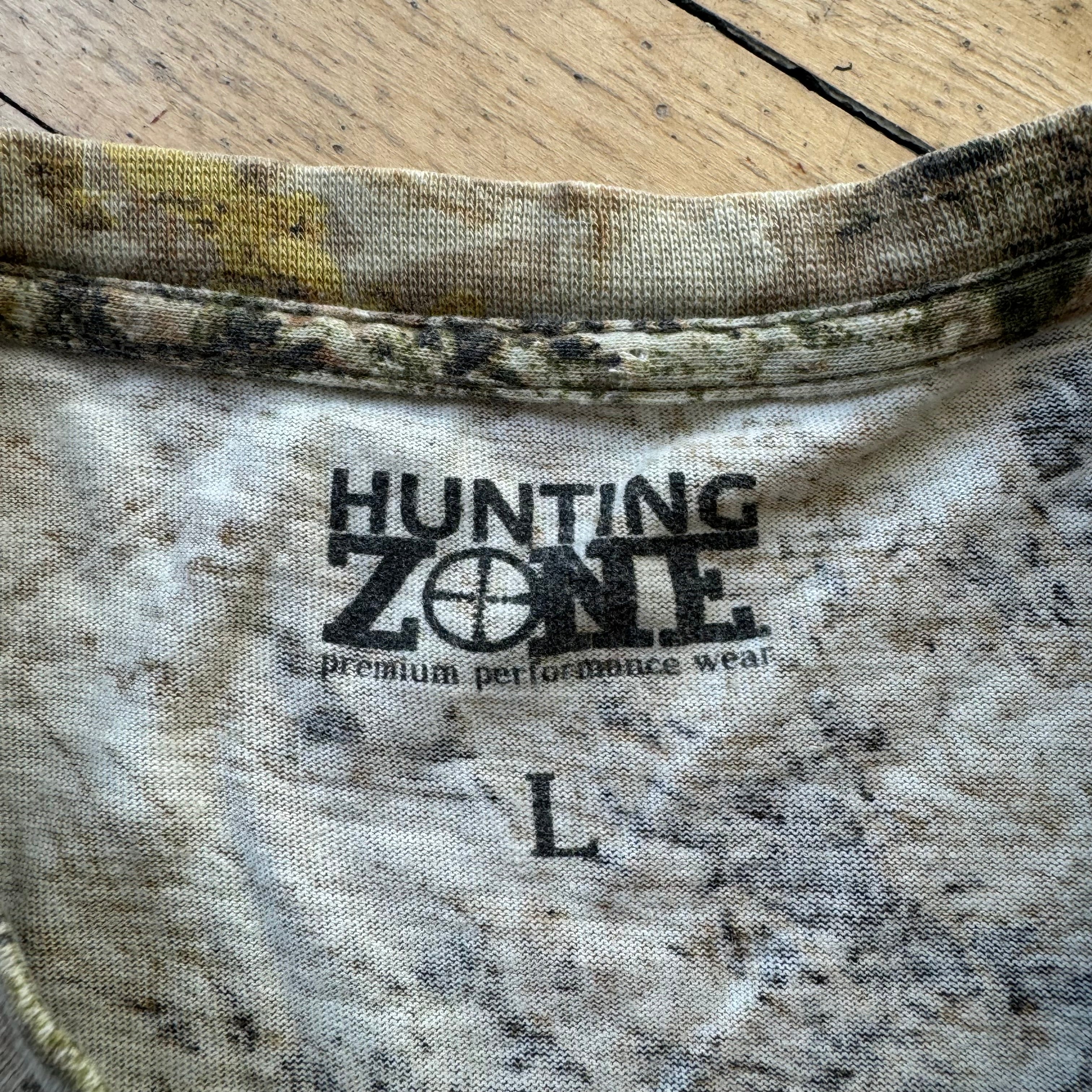 Vntg Light Camo Hunting Zone T-shirt Sz L