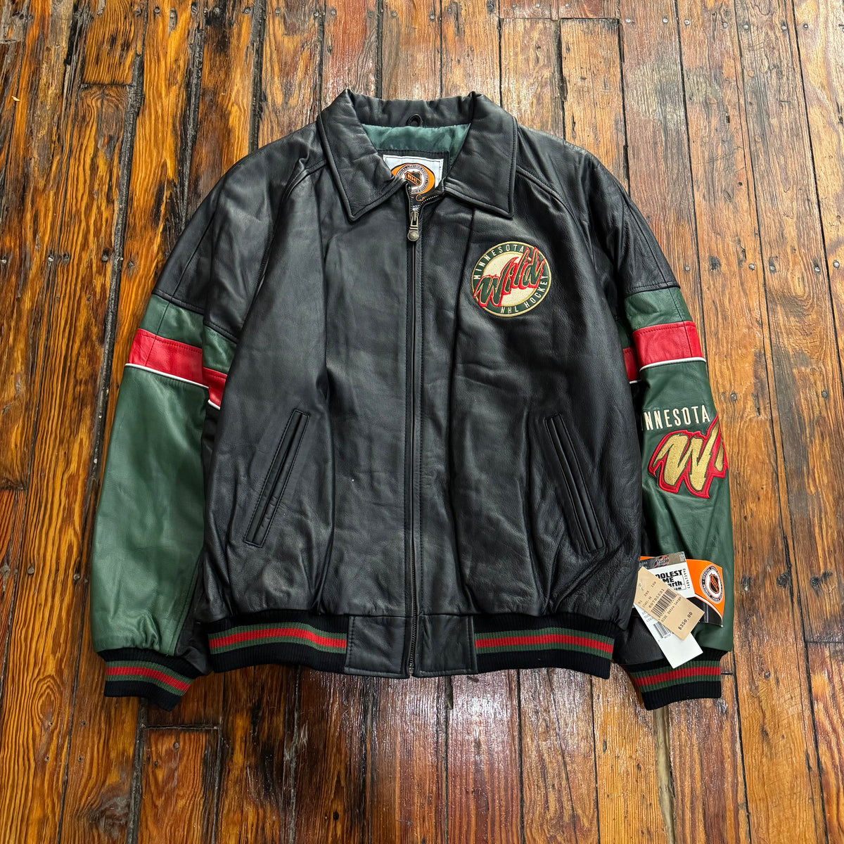 Vintage Minnesota Wild Carl Banks Leather Jacket Sz XL (NEW)