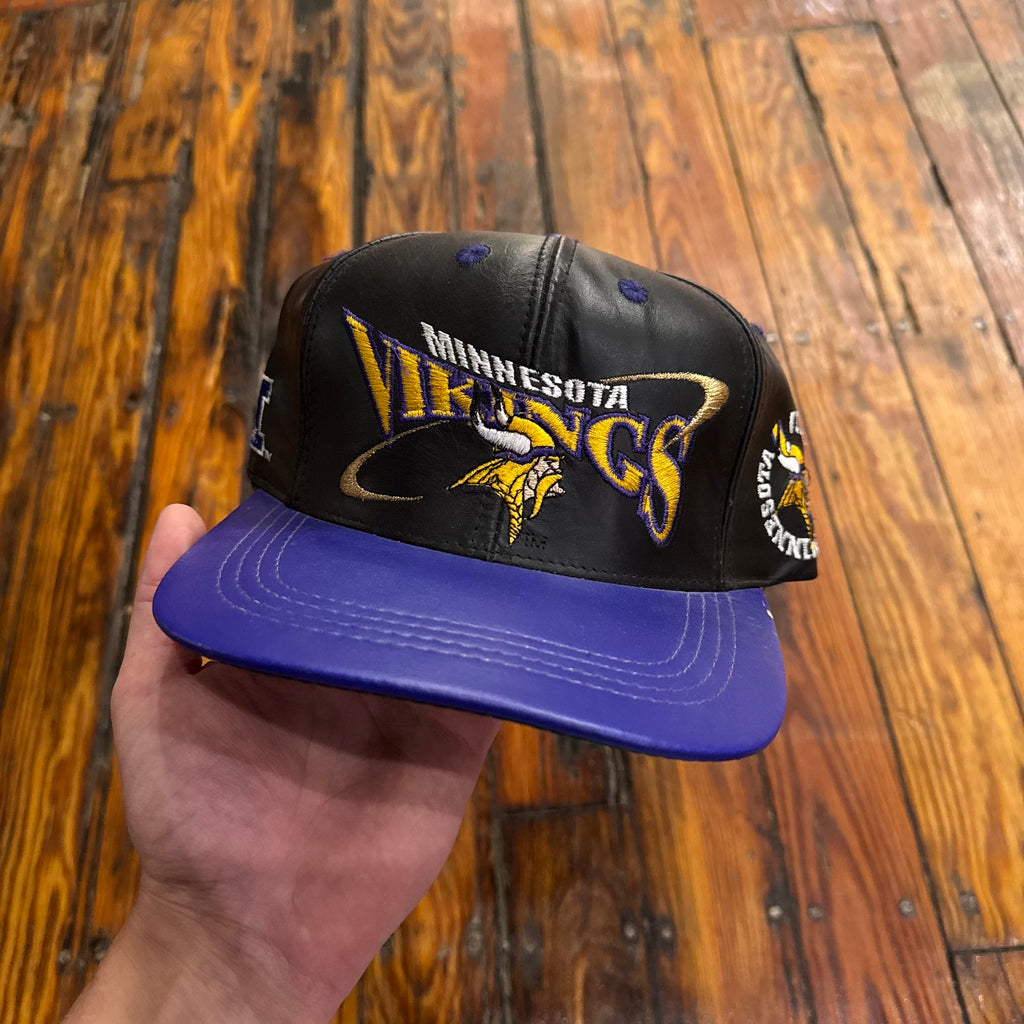 Vintage Minnesota Vikings Leather SnapBack Hat