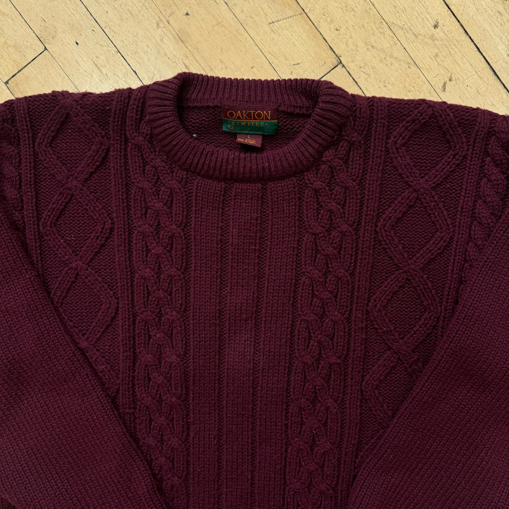 Vintage Maroon Oakton Knit Sweater Sz L