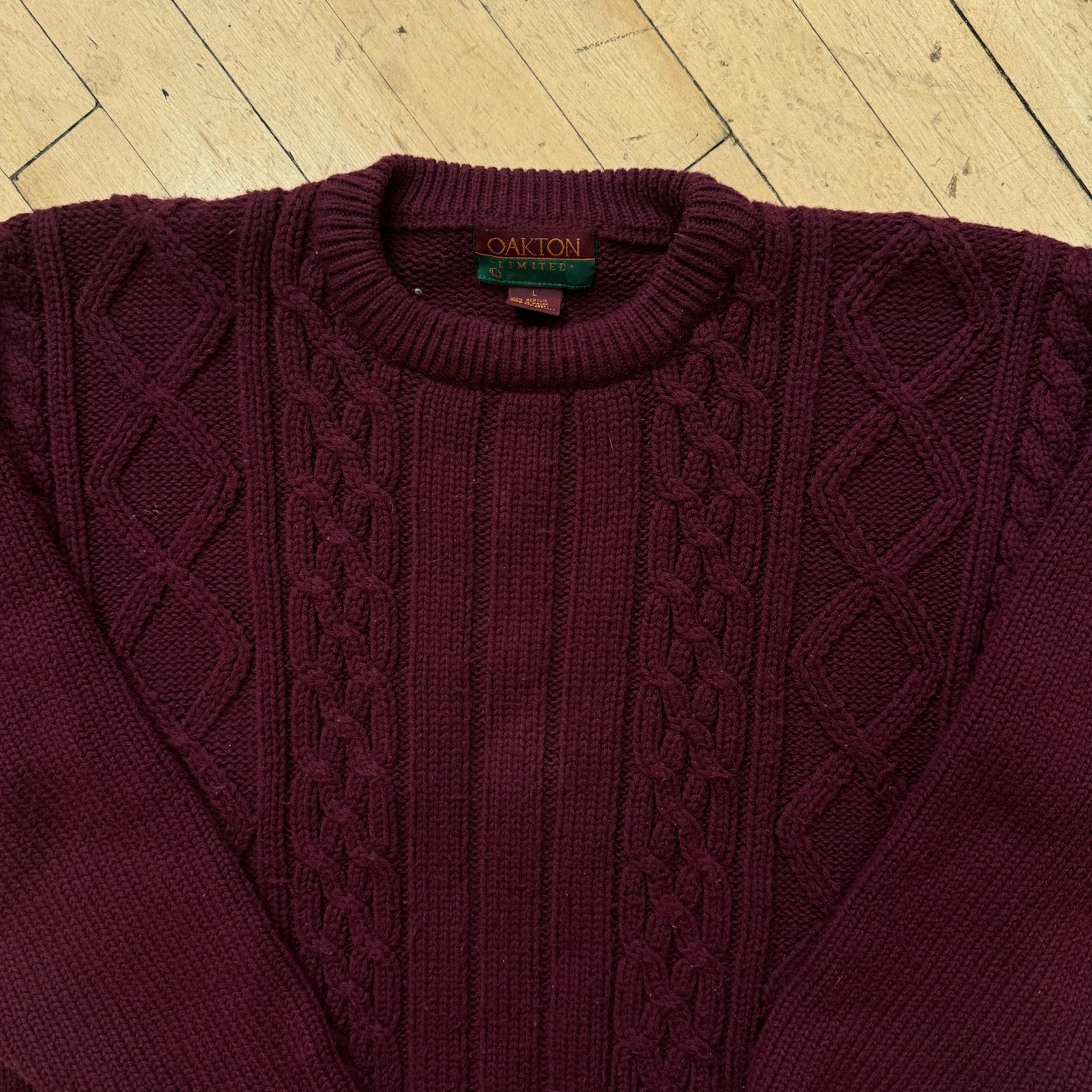 Vintage Maroon Oakton Knit Sweater Sz L