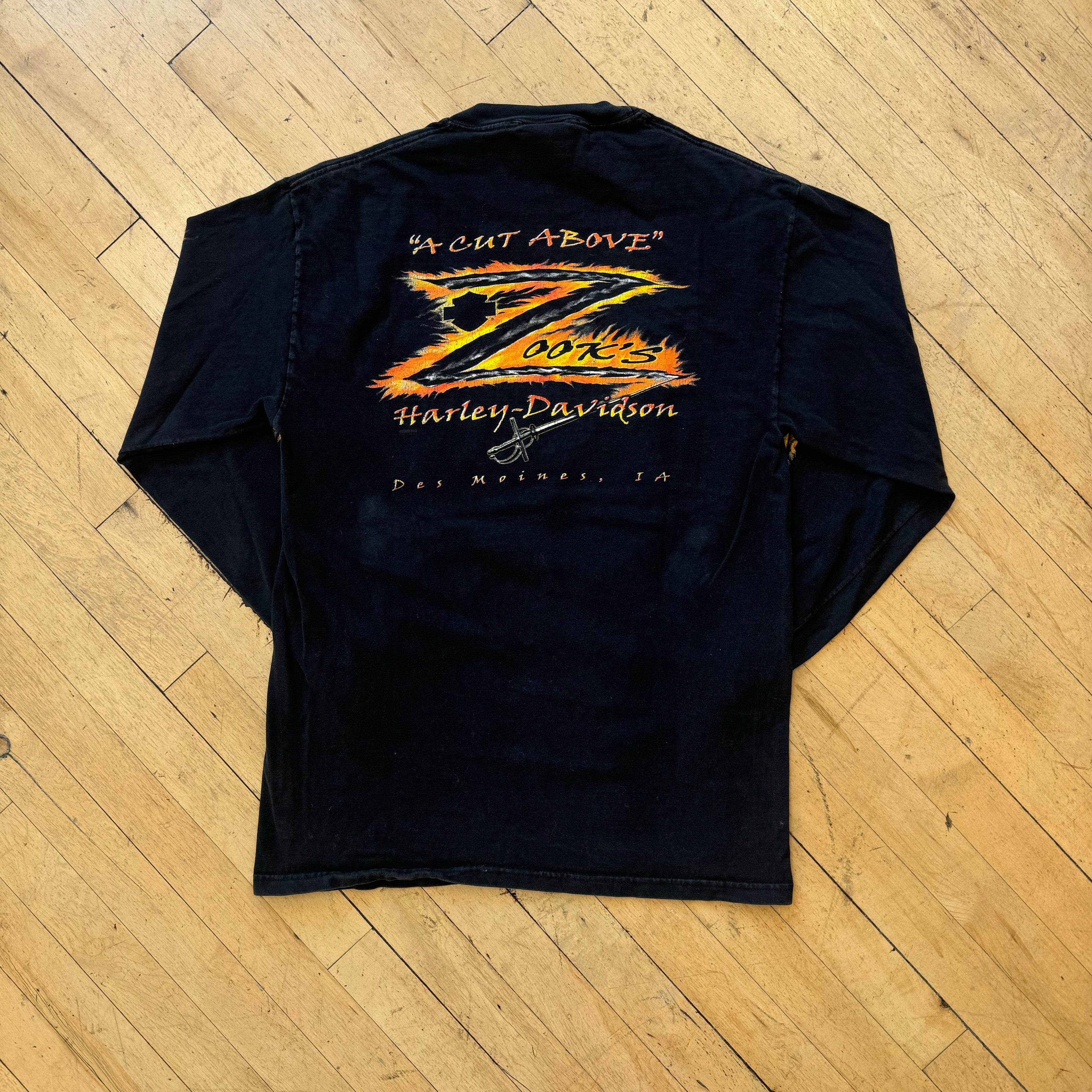 Vintage Zooks Harley Davidson Long Sleeve T-shirt Sz M
