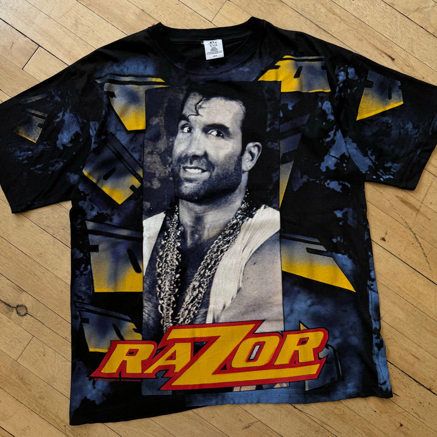 Vintage RARE Razor Ramon WWF AOP T-shirt Sz OS