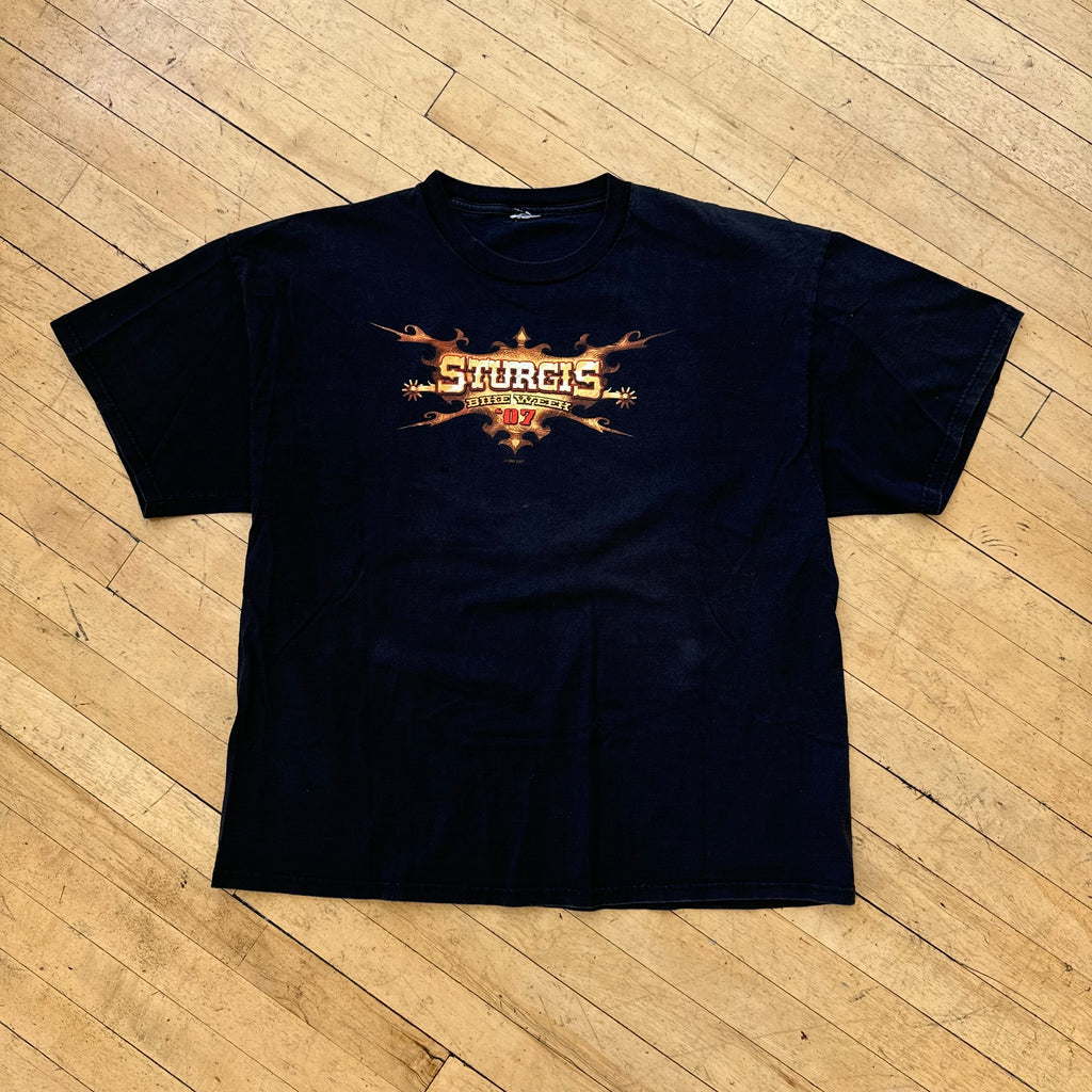 Sturgis Mount Rushmore Flame Graphic T-shirt Sz L