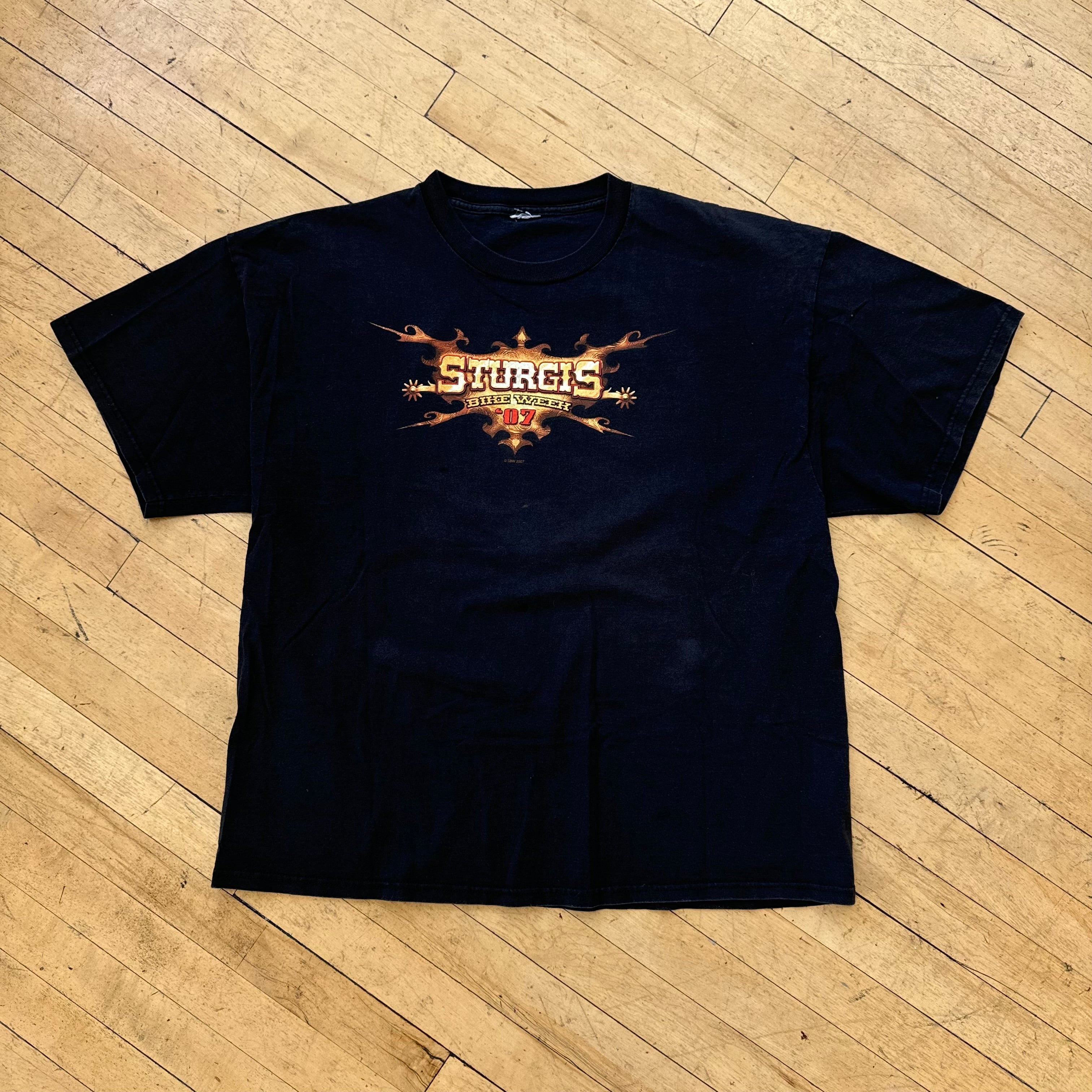 Sturgis Mount Rushmore Flame Graphic T-shirt Sz L