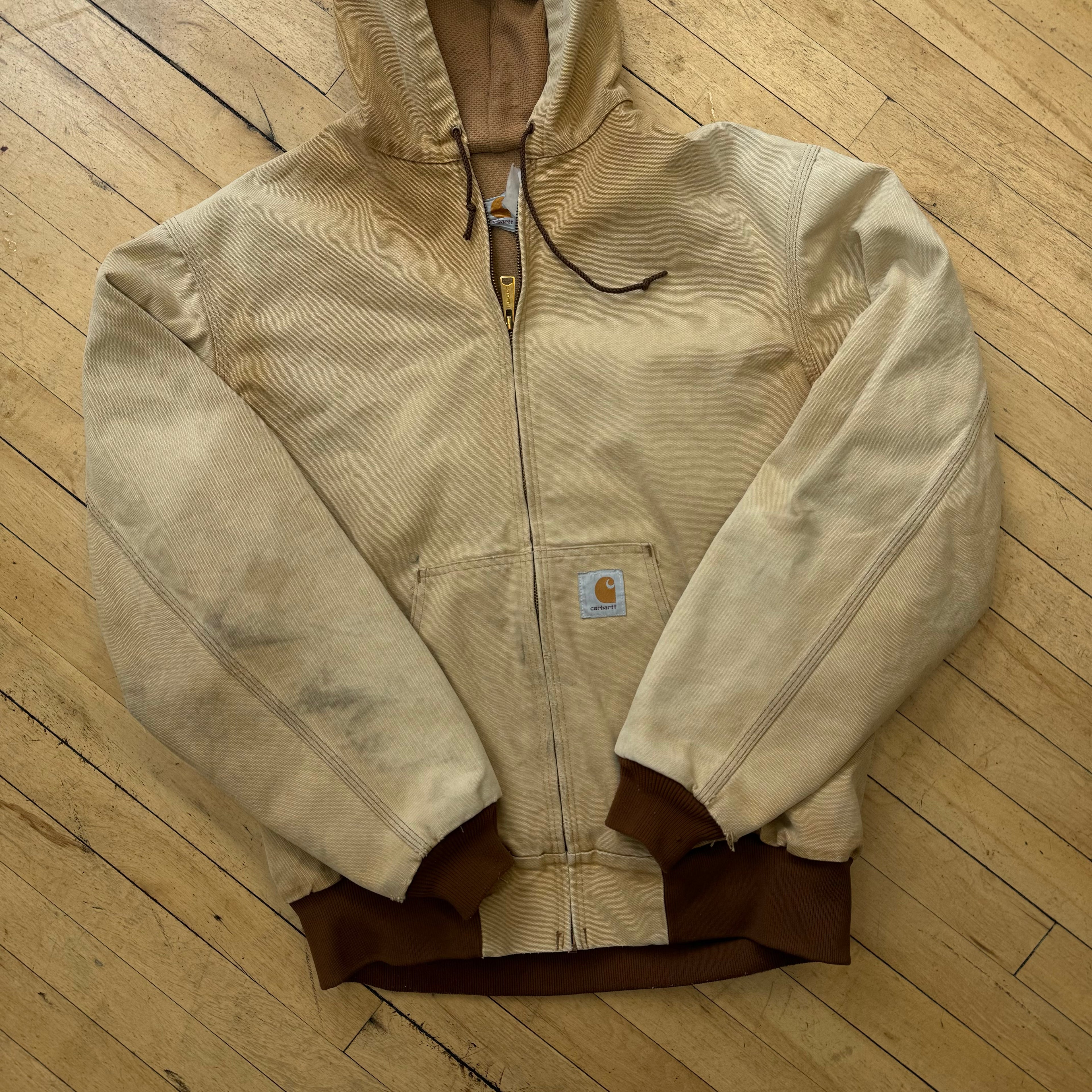 Vintage Faded Carhartt Hooded Jacket Sz L
