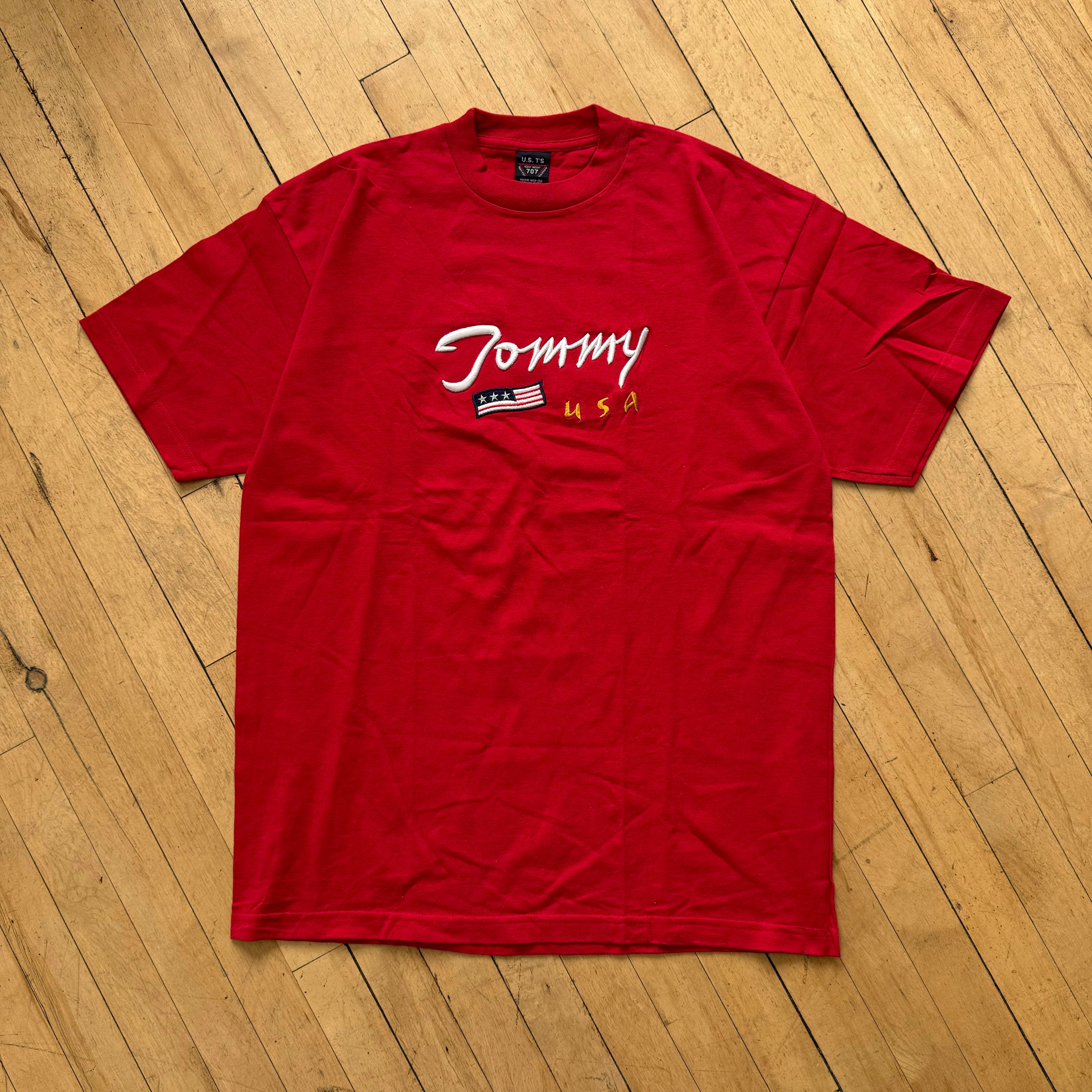 Vintage Embroidered Tommy USA T-shirt Sz L
