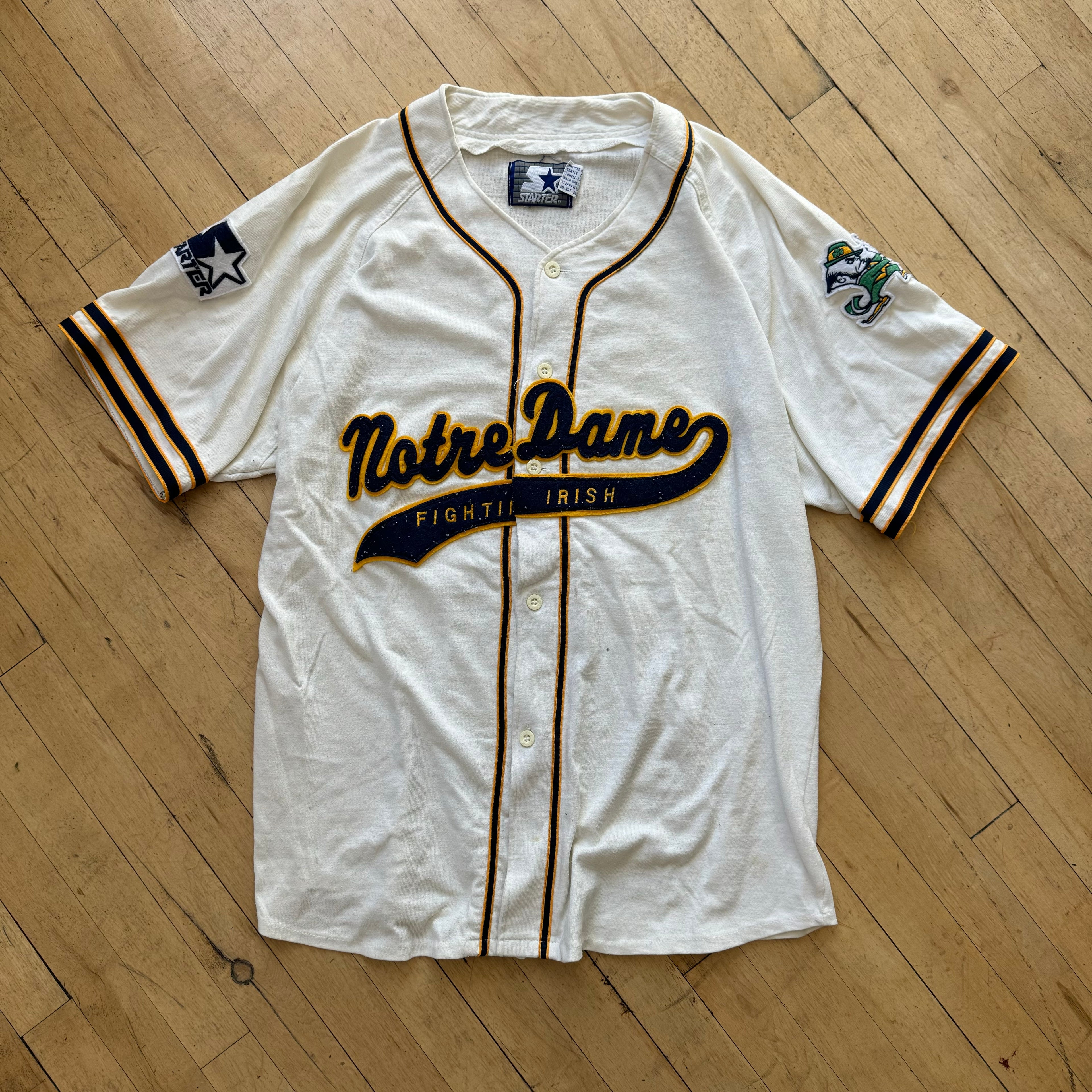 Vintage Starter Notre Dame Baseball Jersey Sz XL