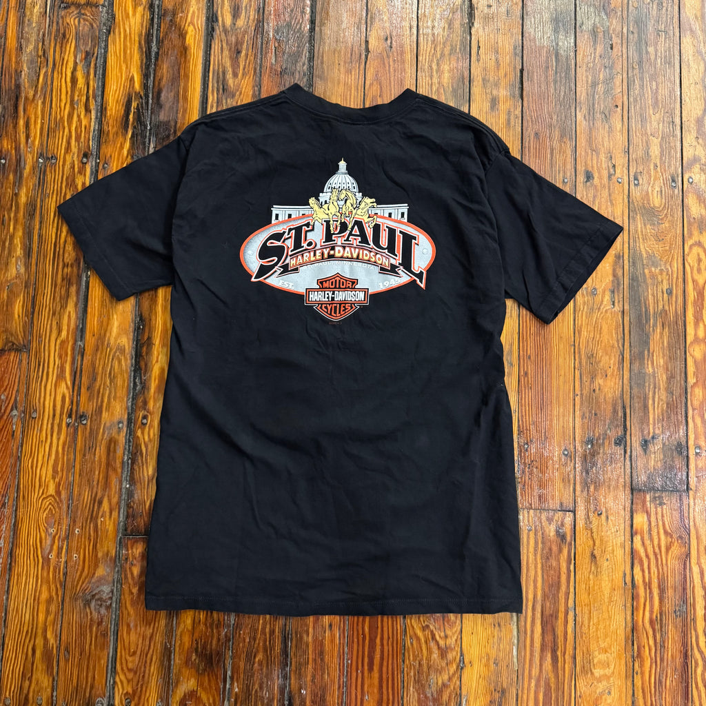 Vintage Eagle Flame St. Paul Harley T-shirt Sz XL