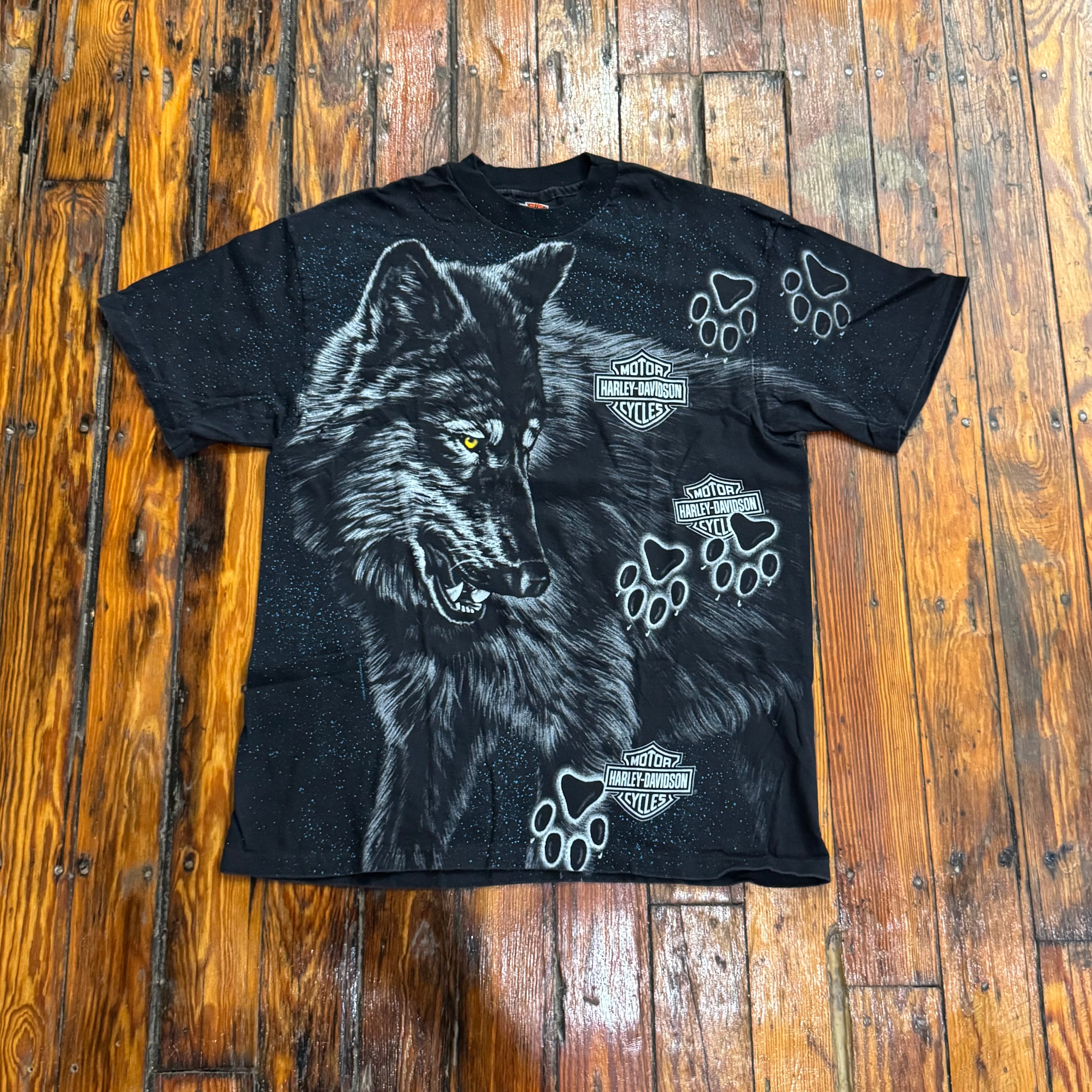 Vintage Harley Davidson Wolf AOP T-shirt Sz L