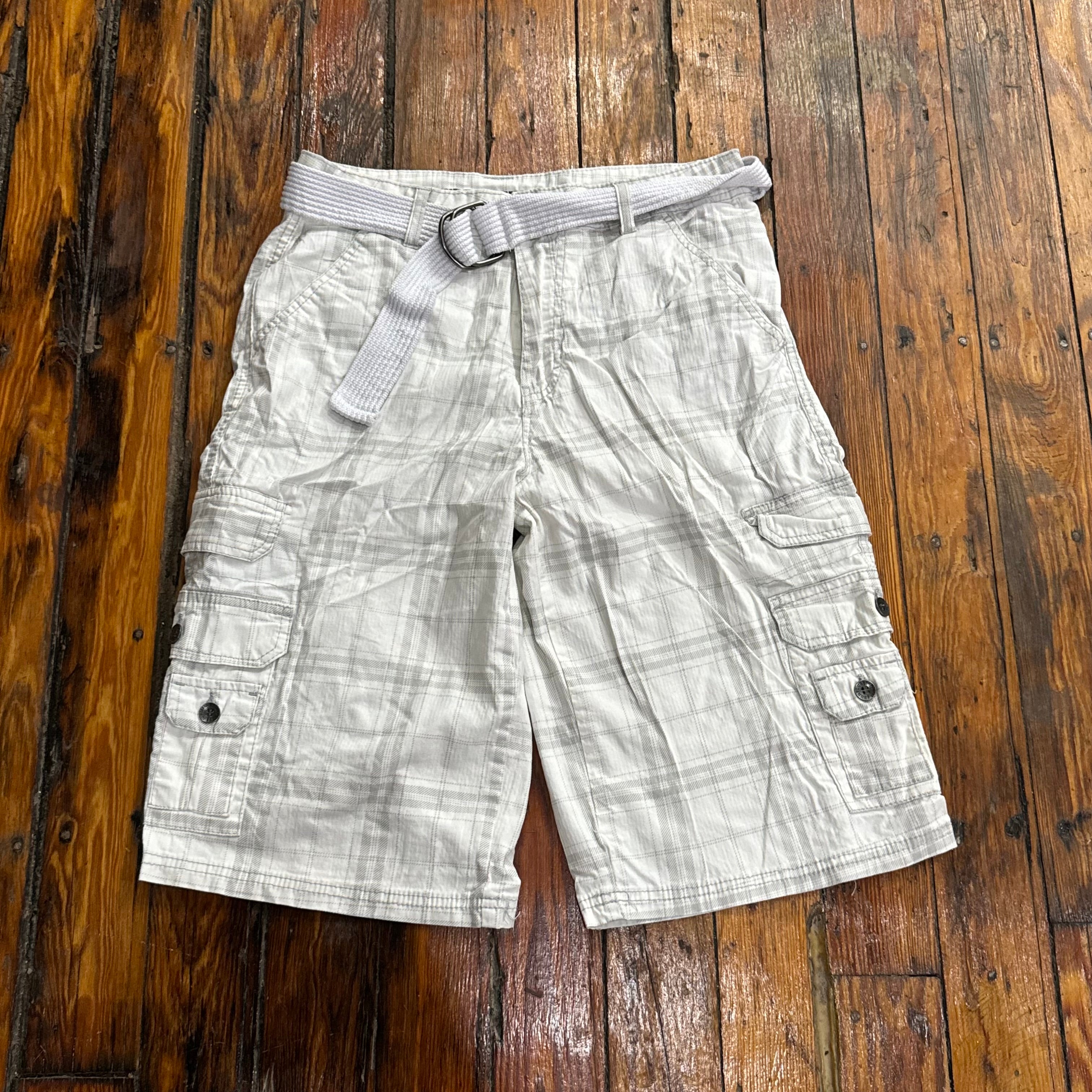Y2K Surplus Custom Co Plaid Khaki Shorts Sz 32