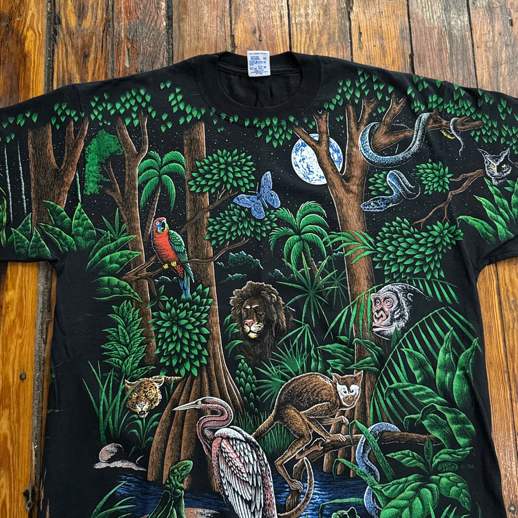 Vintage Blue Hair AOP Rain Forest T-shirt Sz L