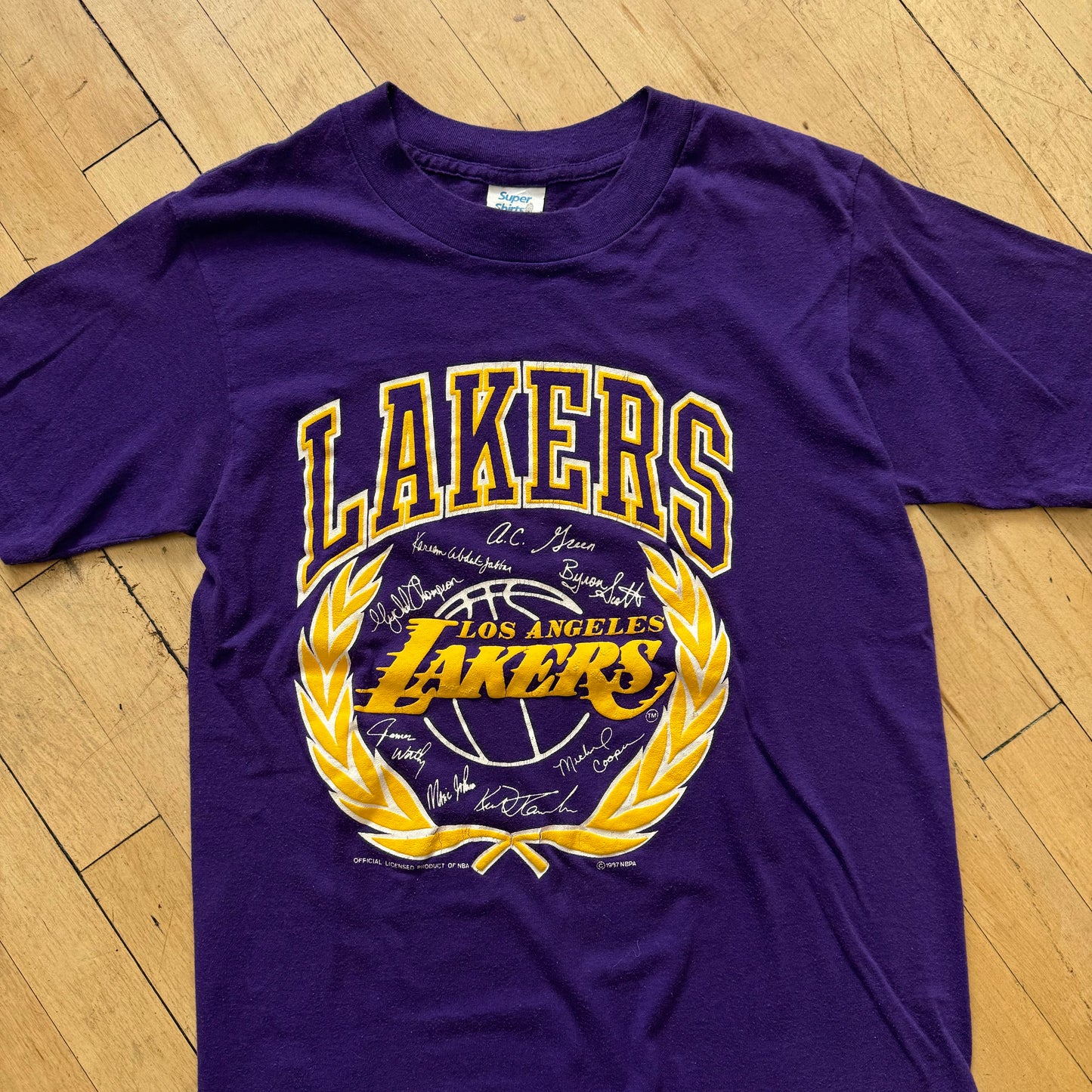 Vintage 80s La Lakers Player Signature T-shirt Sz M