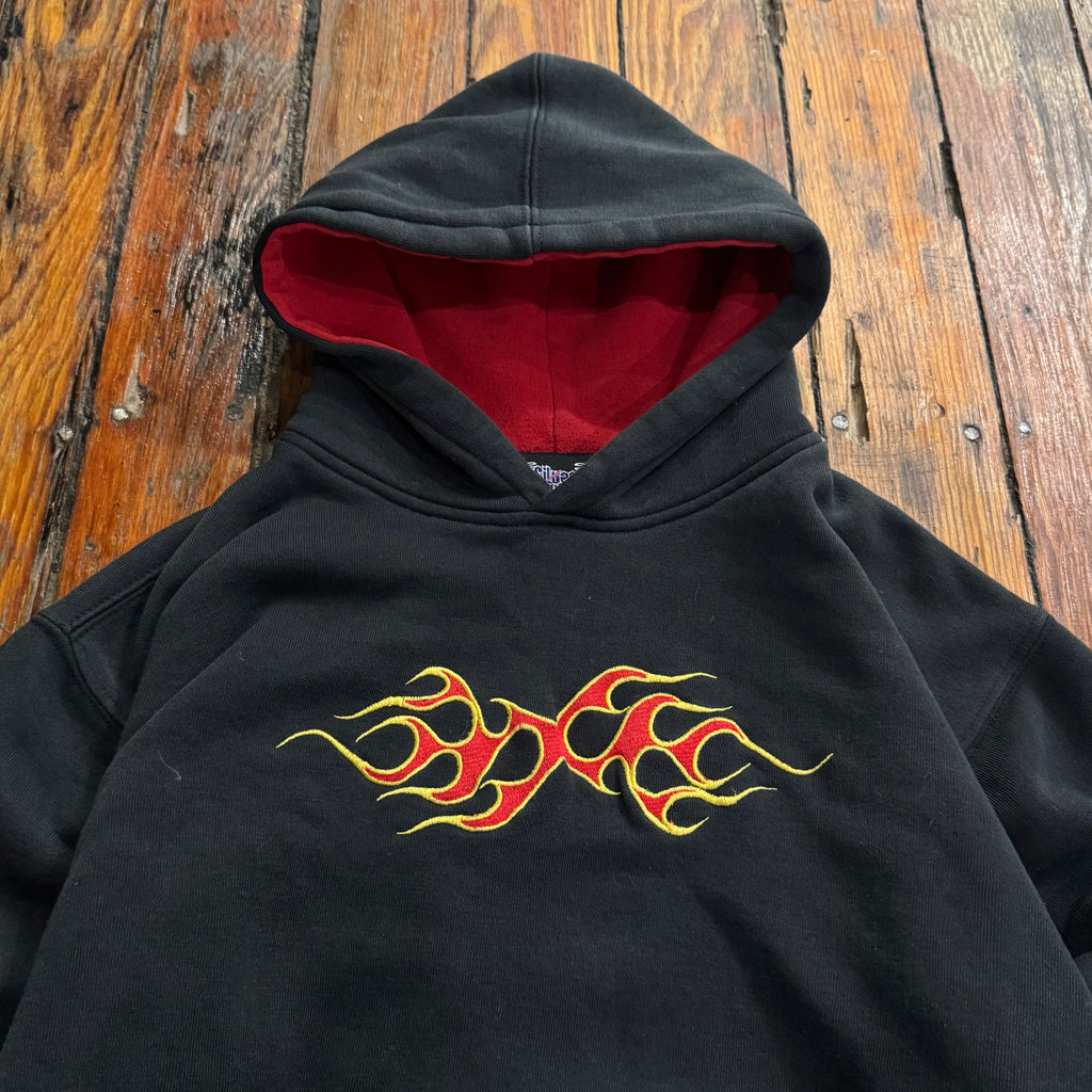 Y2K Silver Pond Flame Hoodie Sz XS