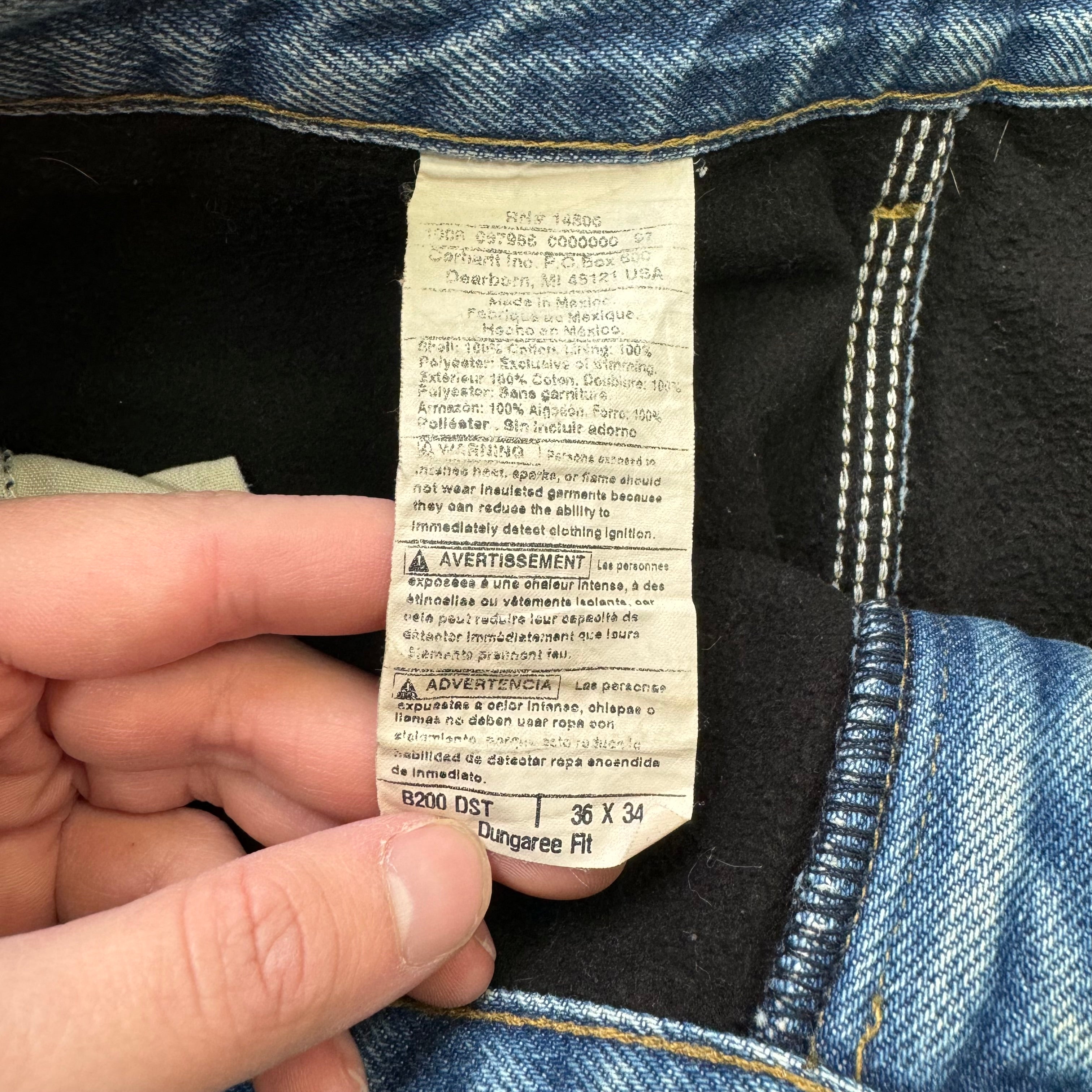 Vintage Distressed Carhartt Denim Jeans Sz 36x34