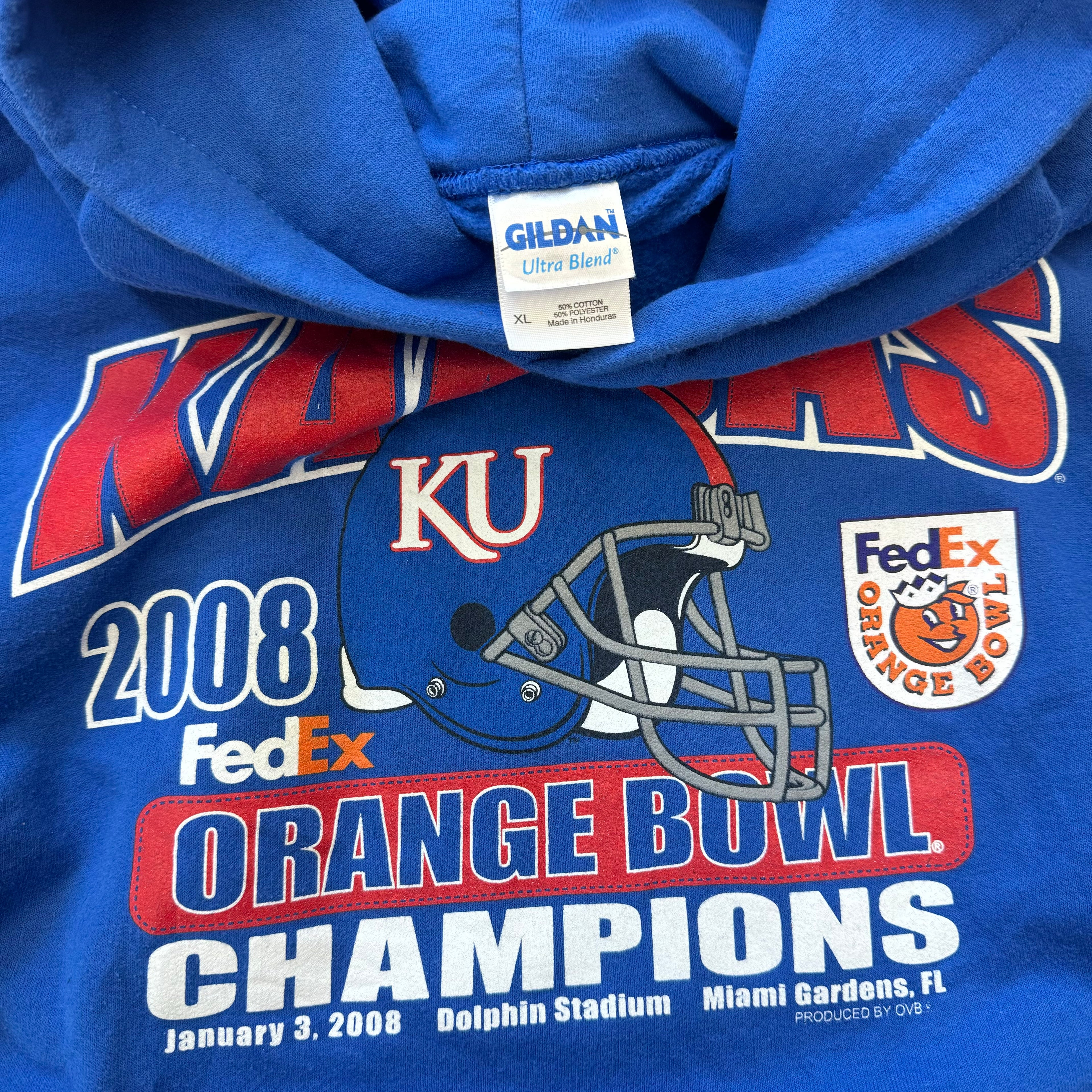 2000s Kansas Jayhawks Orange Bowl Champions Hoodie Sz XL