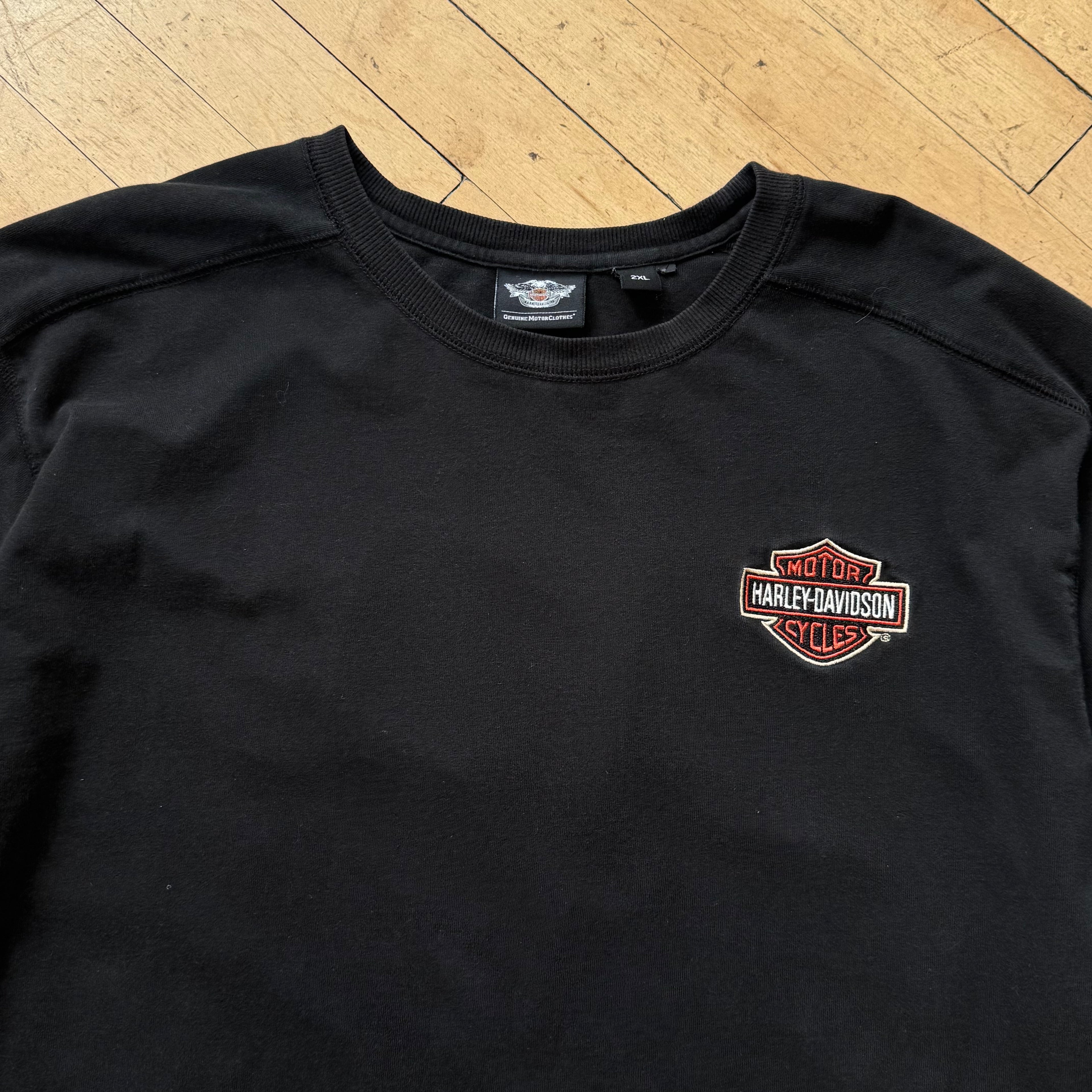 Vintage Harley Davidson Flame Embroidered T-shirt Sz XXL