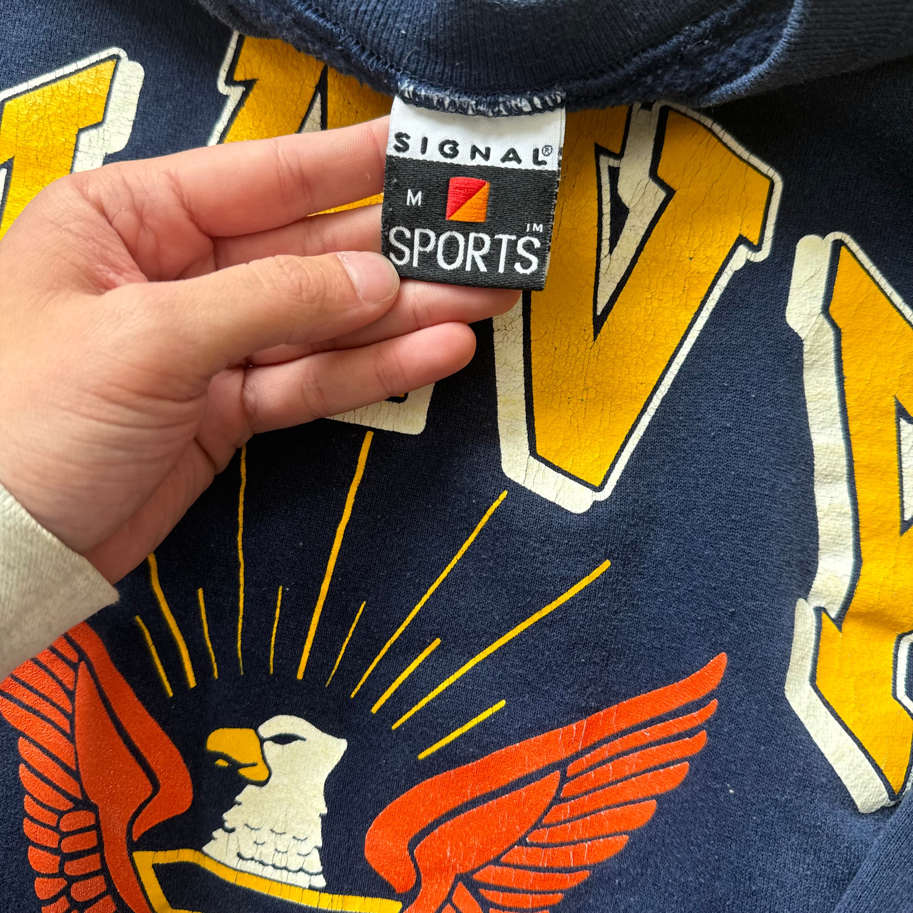 Vintage Navy SpellOut CrewNeck Sz M