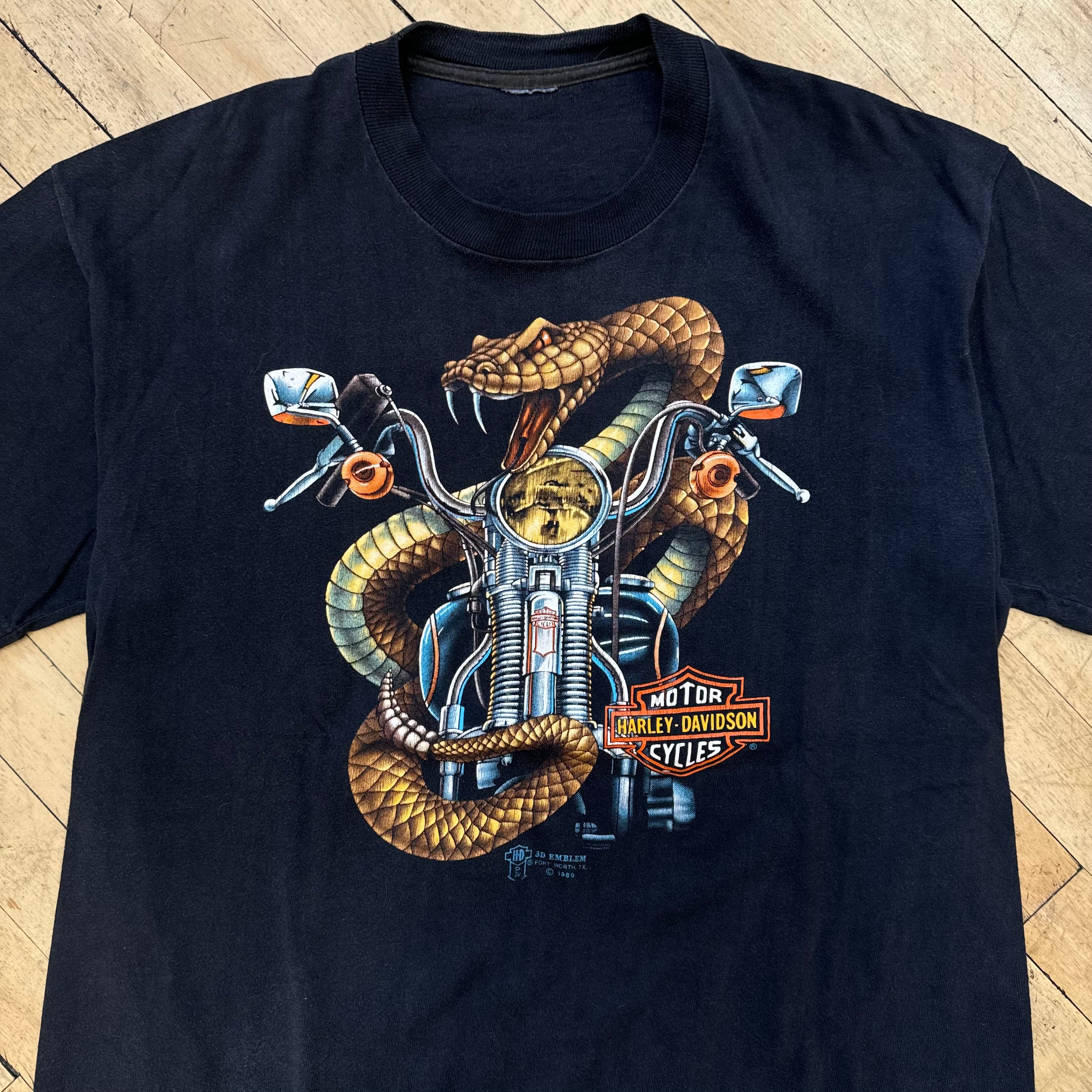 Vintage Harley Davidson 3D Emblem Rattlesnake T-shirt Sz XL
