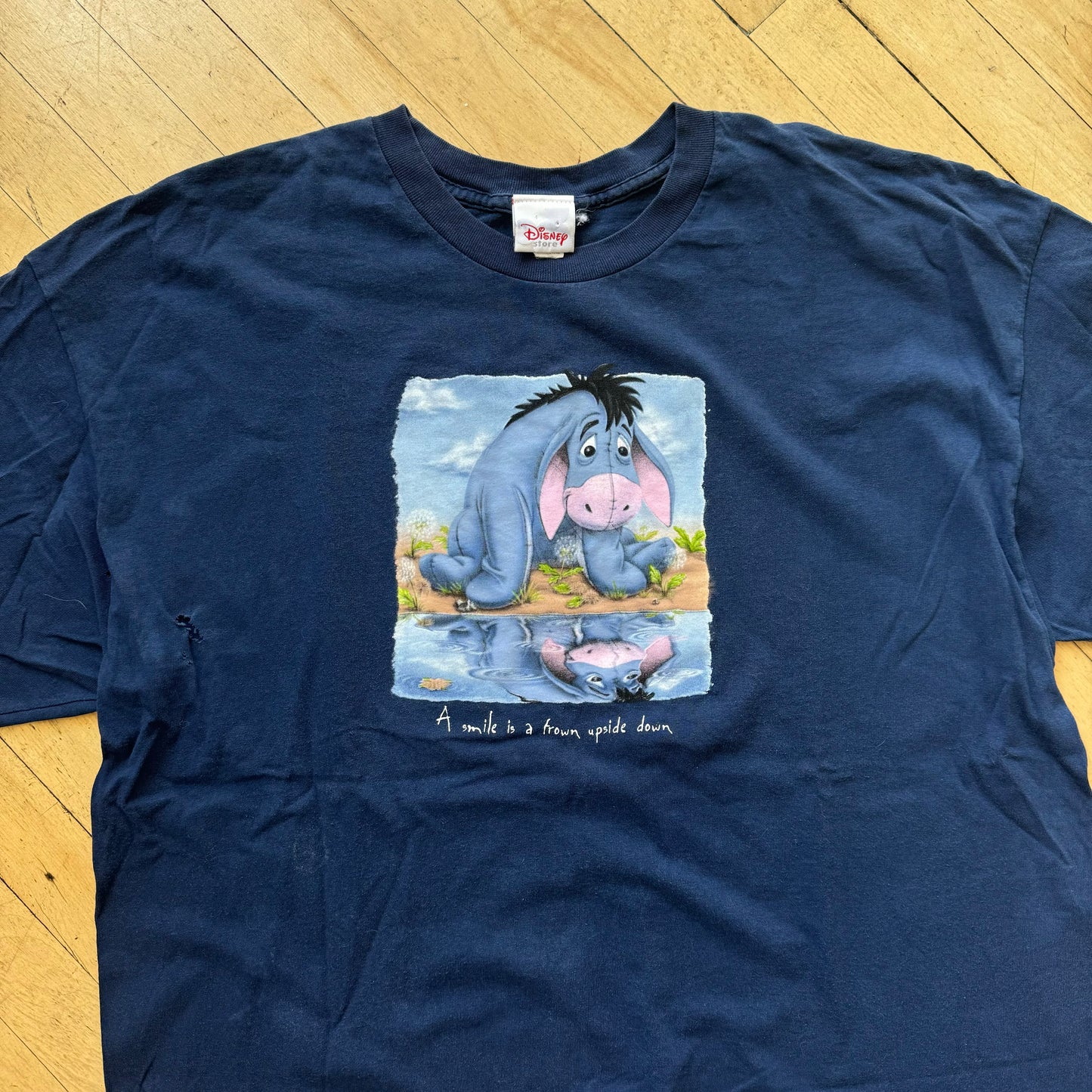 Vintage Eeyore A Frown Upside down Is a Smile T-shirt Sz XL