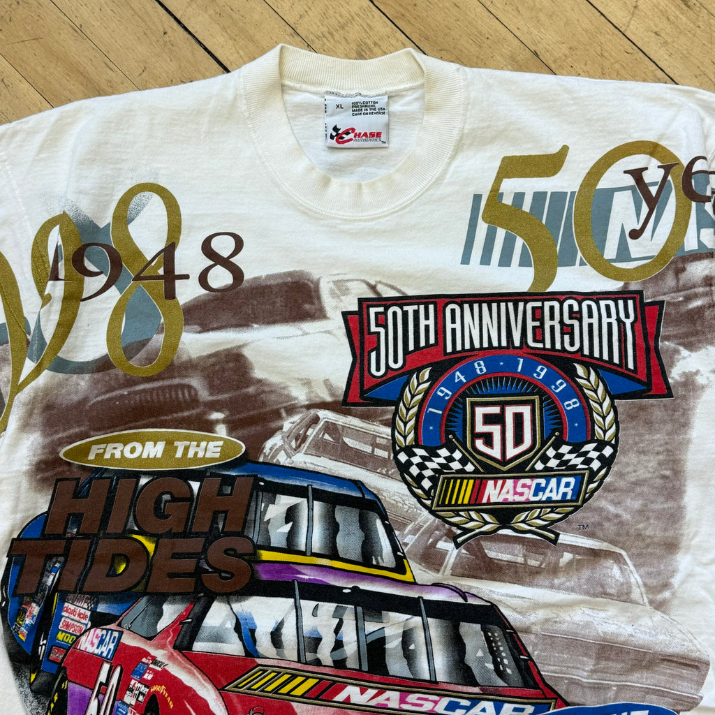 Vintage Chase Authentics Nascar 50th Anniversary AOP T-shirt Sz L